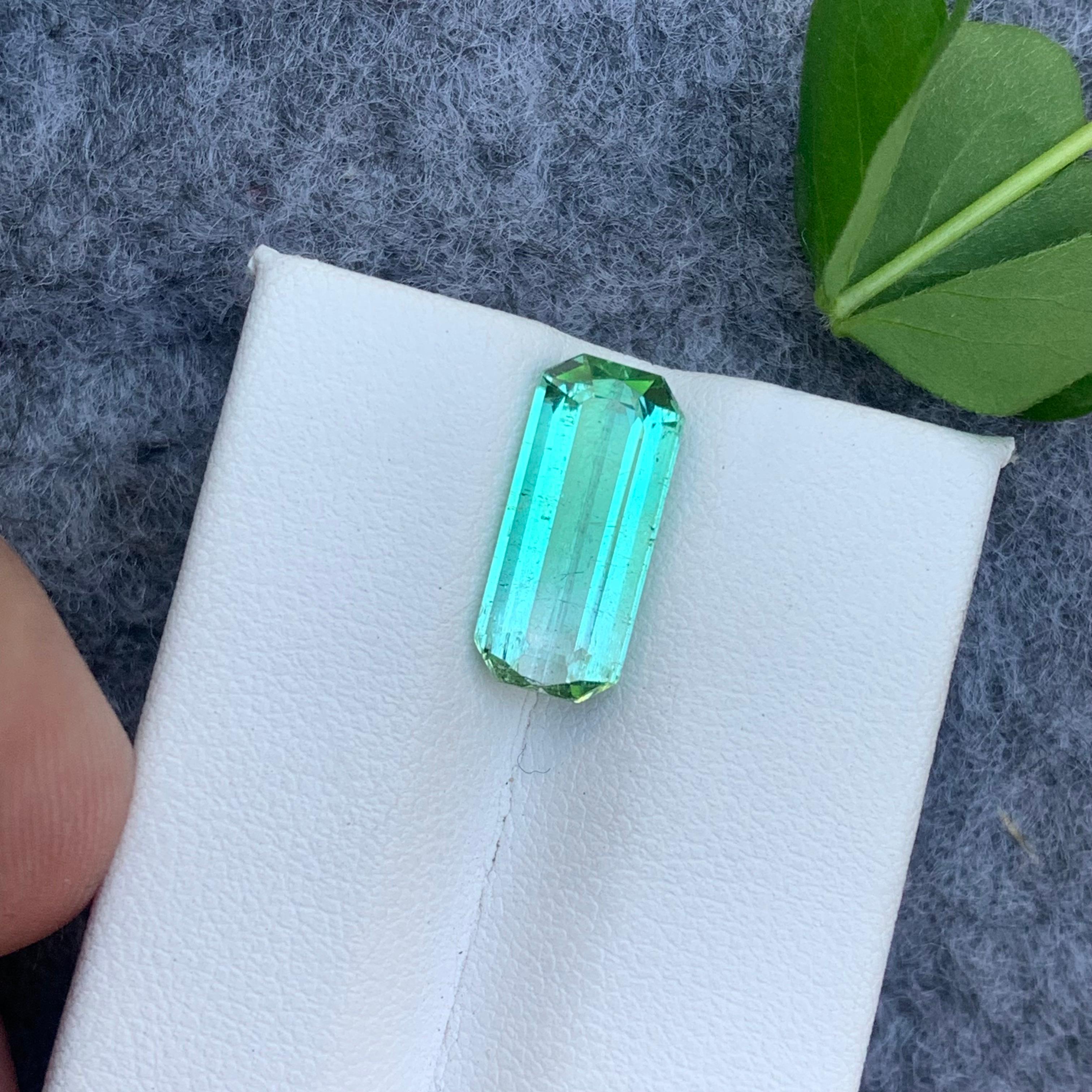 4.40 Carat Baguette Shape Natural Loose Mint Green Tourmaline From Afghanistan For Sale 5