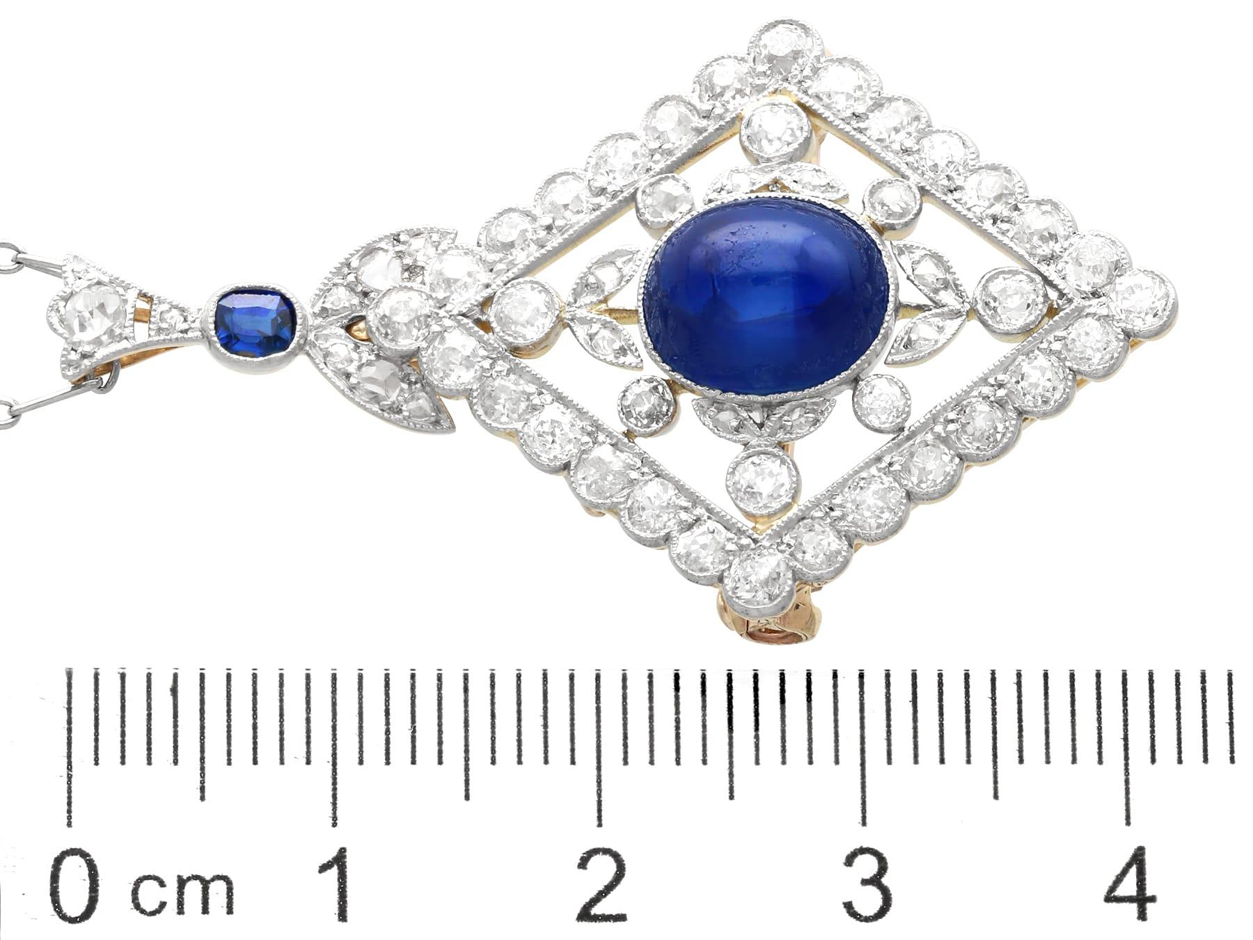 4.40 Carat Basaltic Sapphire 3.14 Carat Diamond and Pearl Pendant / Brooch For Sale 4