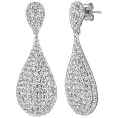 4.40 Carat Diamond Drop Earrings G-H SI 14 Karat White Gold
