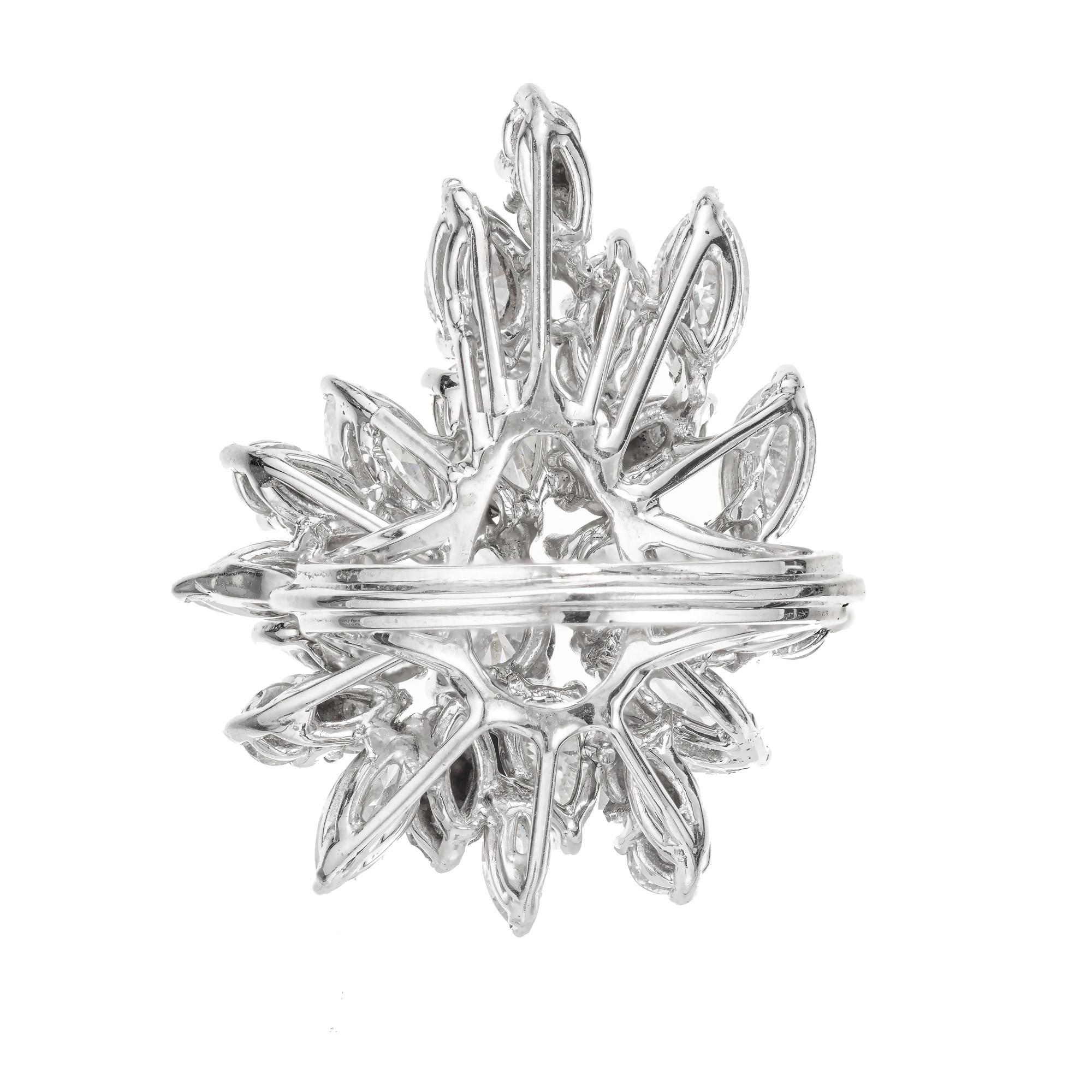 Pear Cut 4.40 Carat Diamond Platinum Cluster Cocktail Ring For Sale
