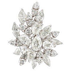 Vintage 4.40 Carat Diamond Platinum Cluster Cocktail Ring