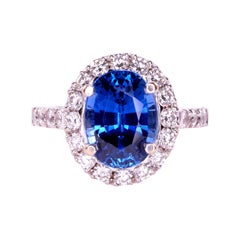 4.40 Carat GIA Certified Natural Untreated Sapphire and Diamond Ring