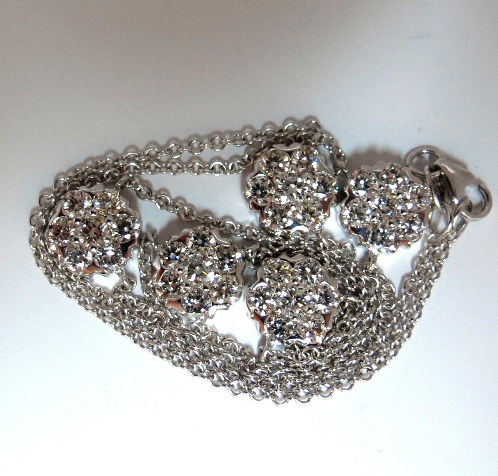 Collier flottant en or 14 carats avec grappe de diamants naturels de 4,40 carats, G/VS Unisexe en vente