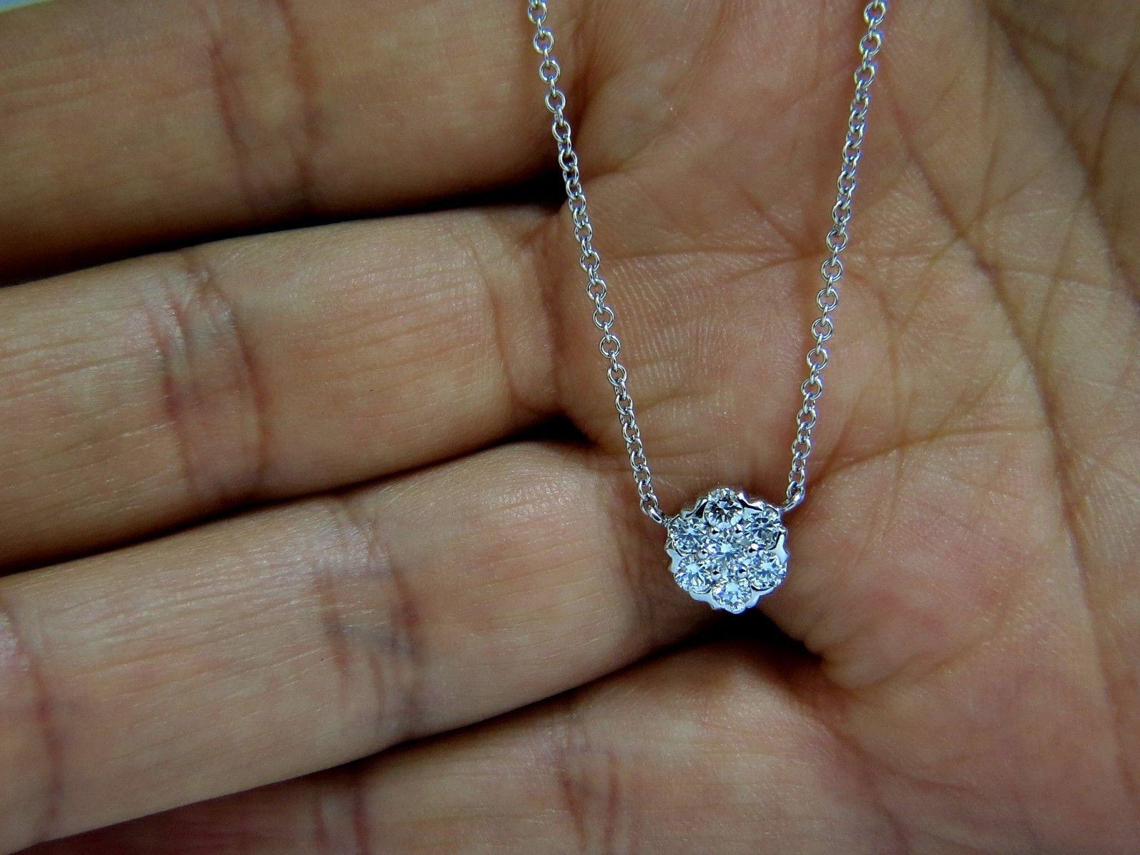 Collier flottant en or 14 carats avec grappe de diamants naturels de 4,40 carats, G/VS en vente 2