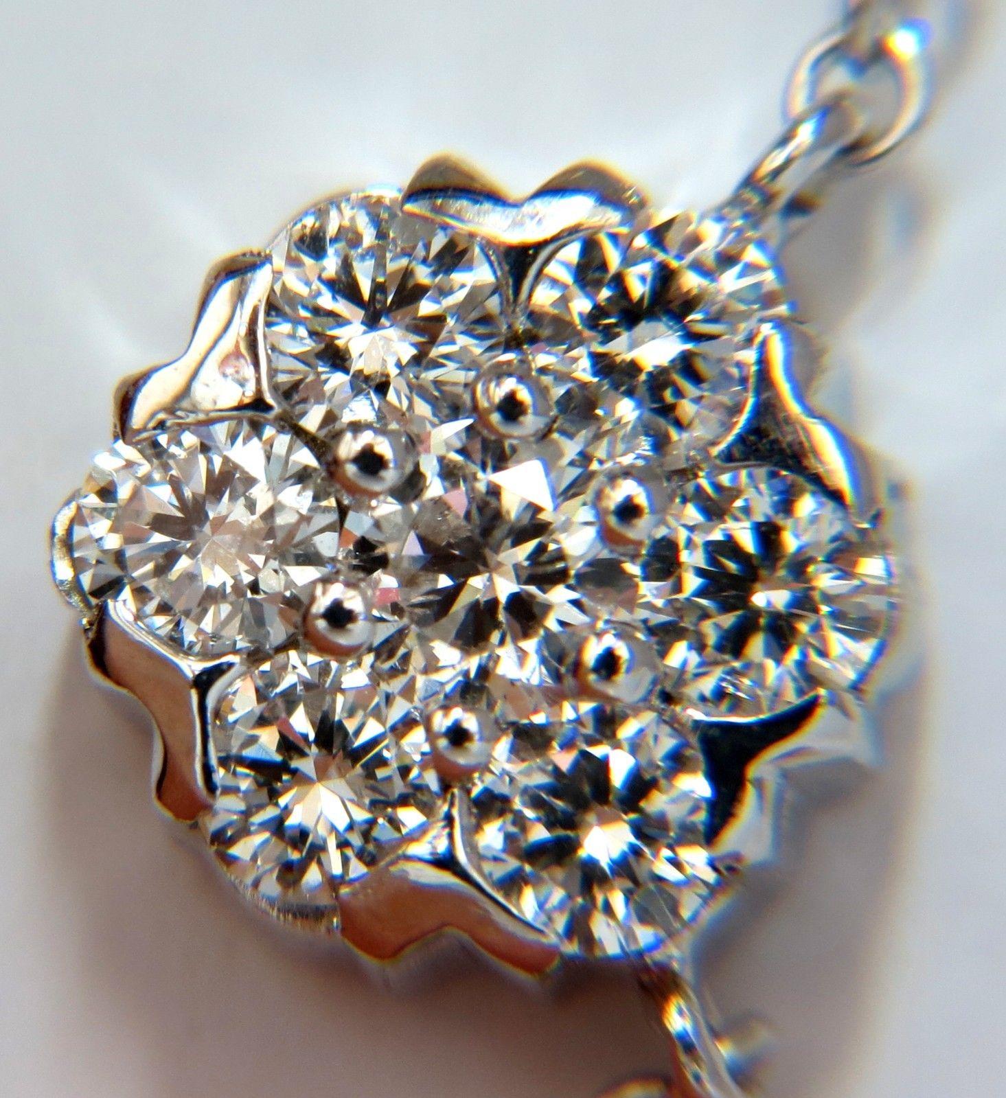 Collier flottant en or 14 carats avec grappe de diamants naturels de 4,40 carats, G/VS en vente 3