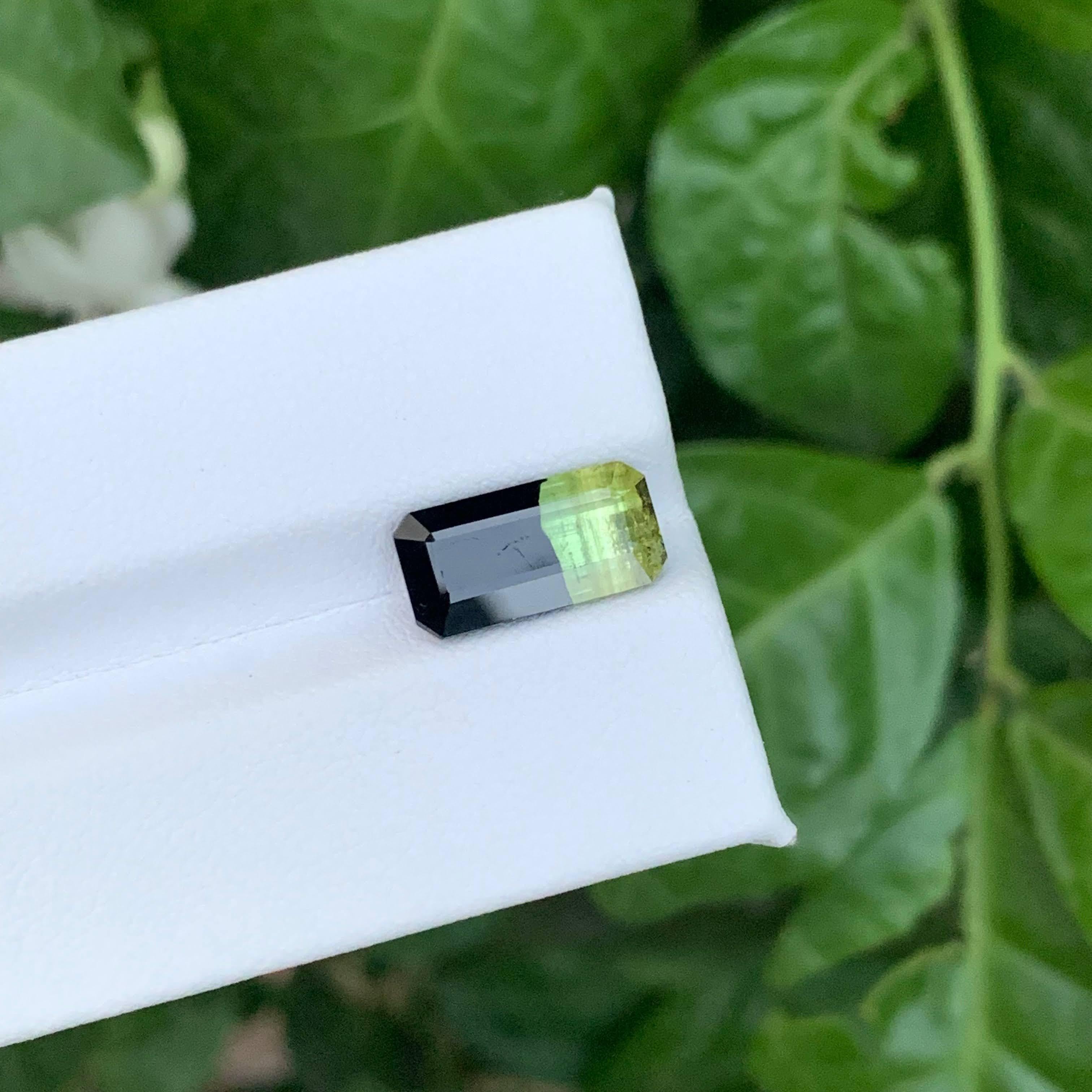 4.40 Carat Natural Loose Bi Color Tourmaline Stone Emerald Cut Afghan Gemstone For Sale 6