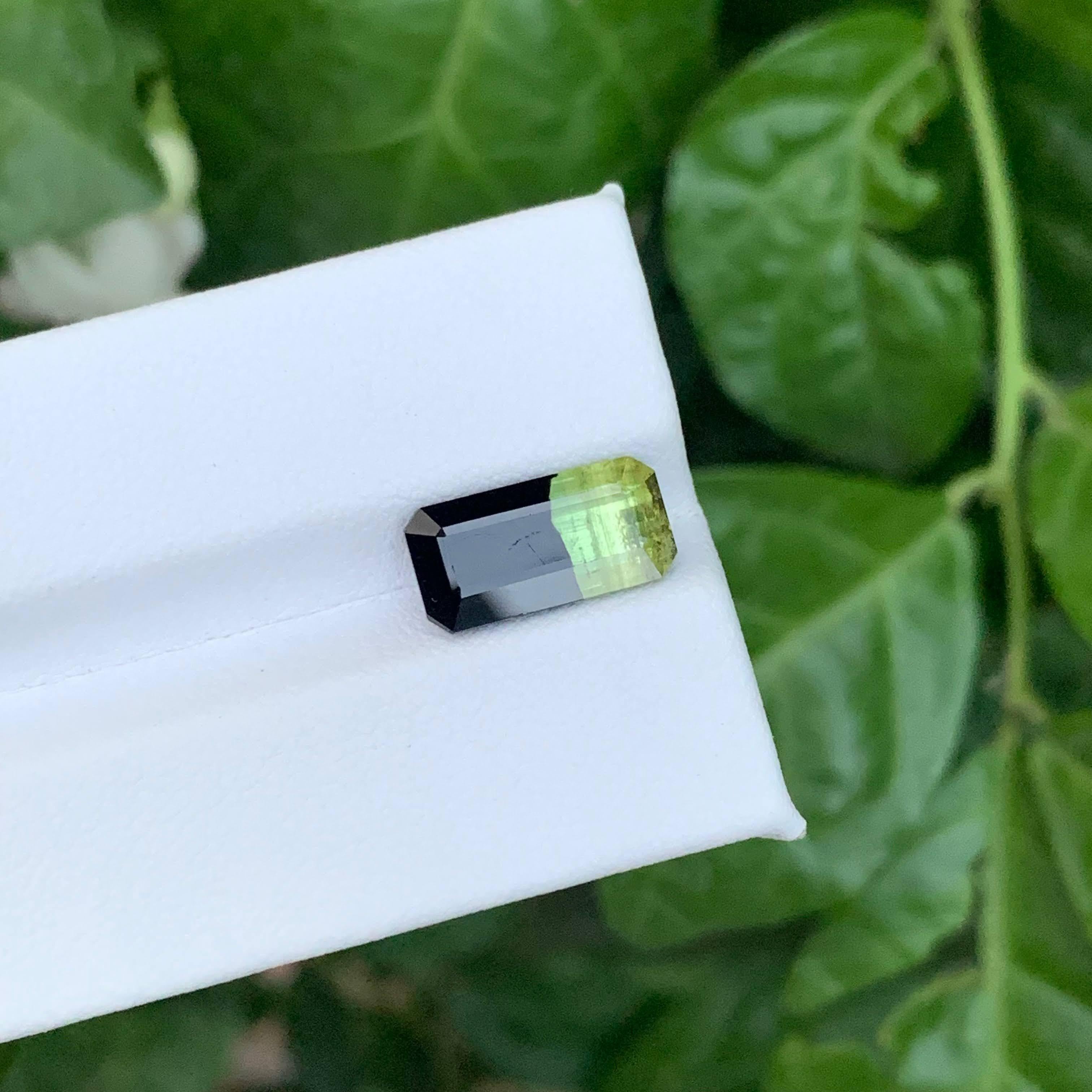 Modern 4.40 Carat Natural Loose Bi Color Tourmaline Stone Emerald Cut Afghan Gemstone For Sale