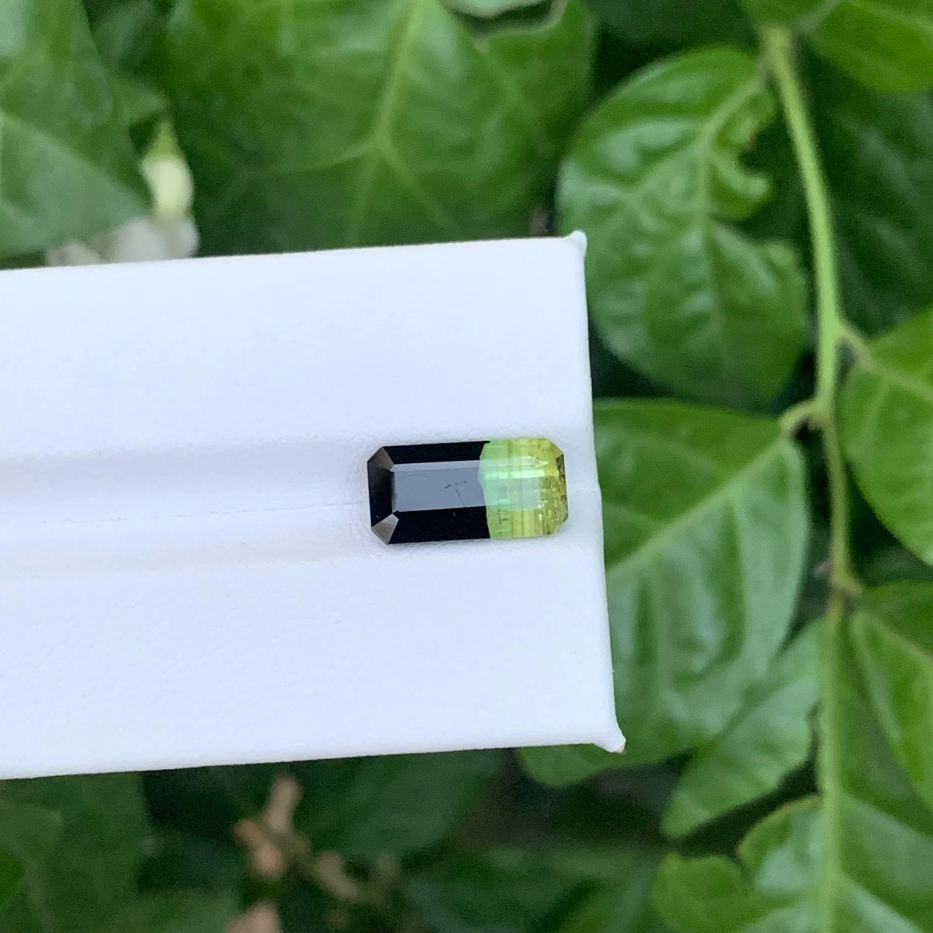 4.40 Carat Natural Loose Bi Color Tourmaline Stone Emerald Cut Afghan Gemstone In New Condition For Sale In Bangkok, TH