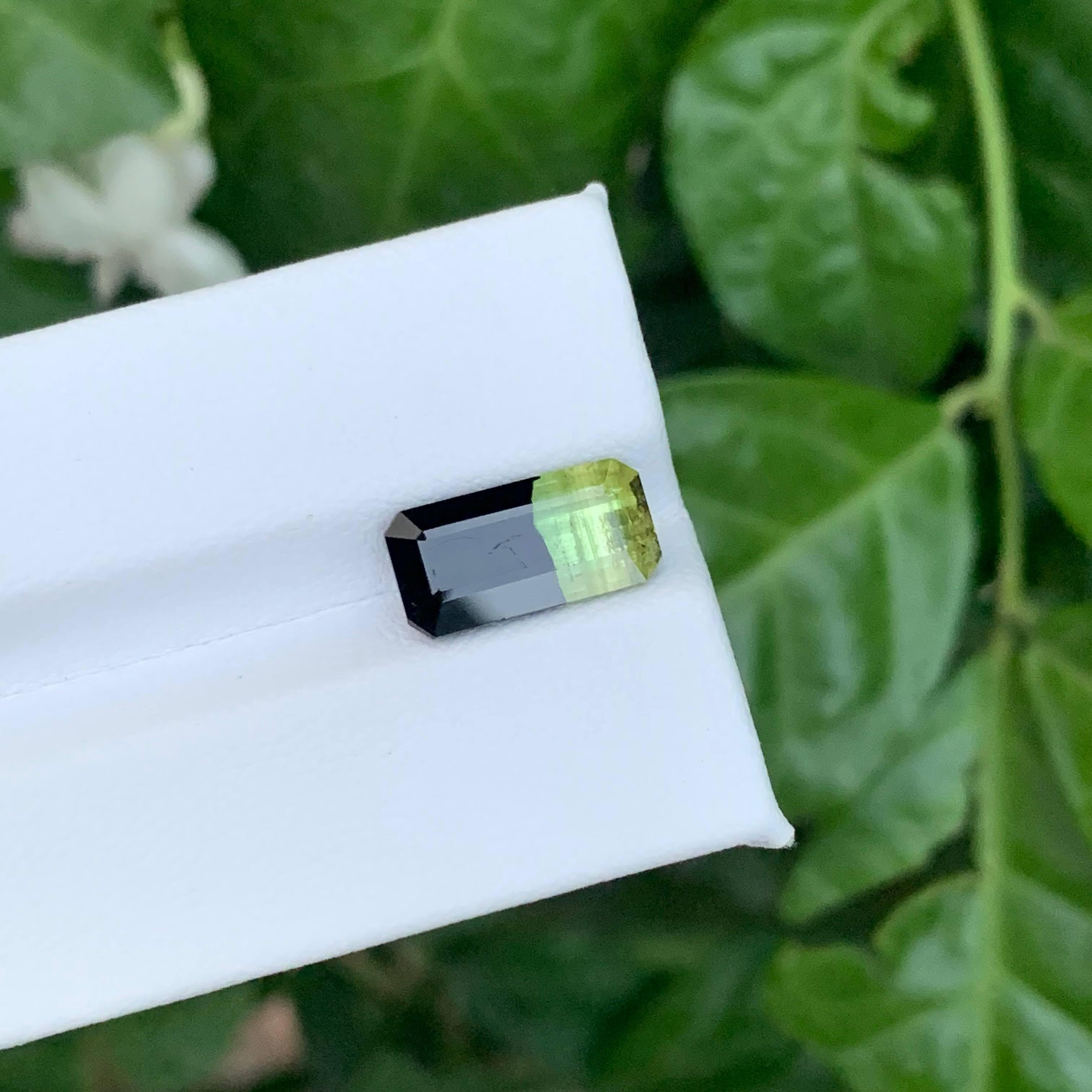 4.40 Carat Natural Loose Bi Color Tourmaline Stone Emerald Cut Afghan Gemstone For Sale 1