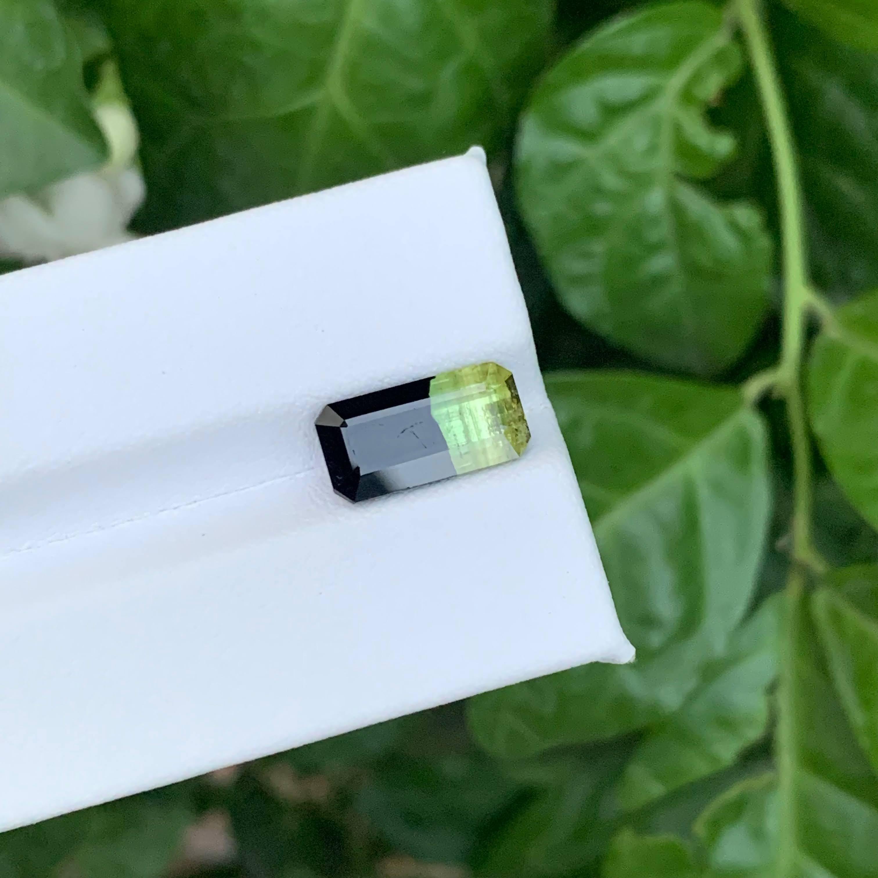 4.40 Carat Natural Loose Bi Color Tourmaline Stone Emerald Cut Afghan Gemstone For Sale 2