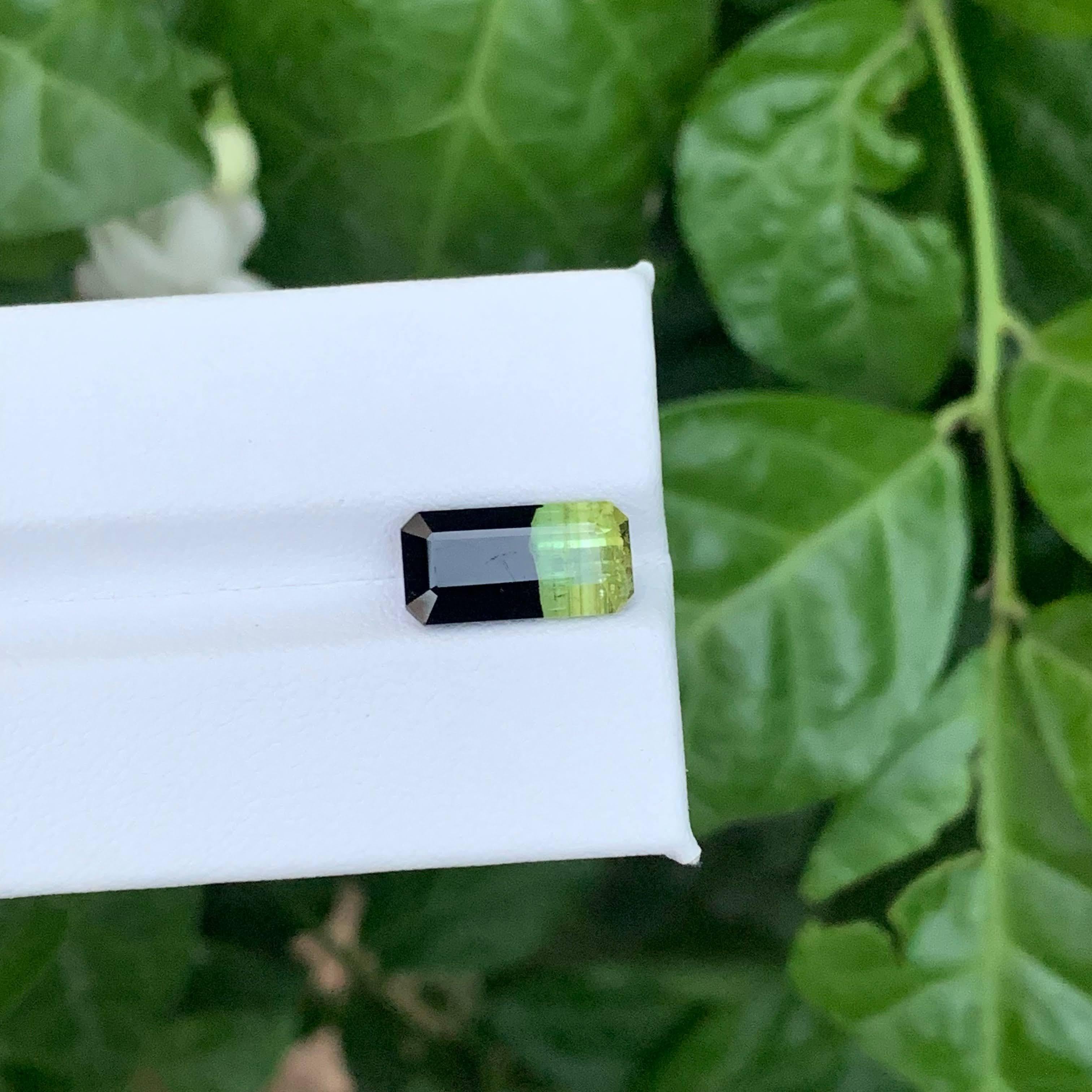 4.40 Carat Natural Loose Bi Color Tourmaline Stone Emerald Cut Afghan Gemstone For Sale 4
