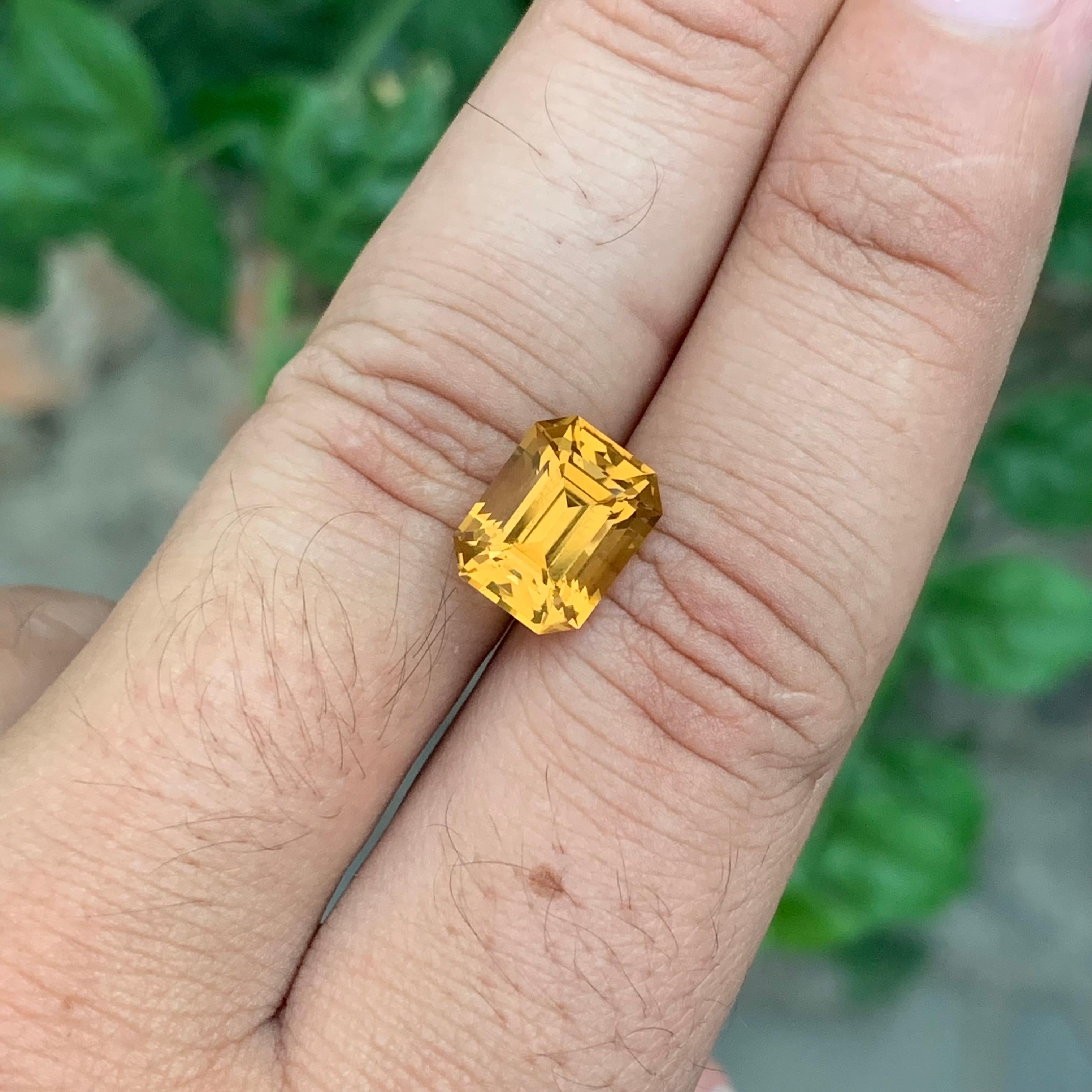 4,40 Karat natürlicher loser Citrin Smaragd Form Edelstein im Angebot 2