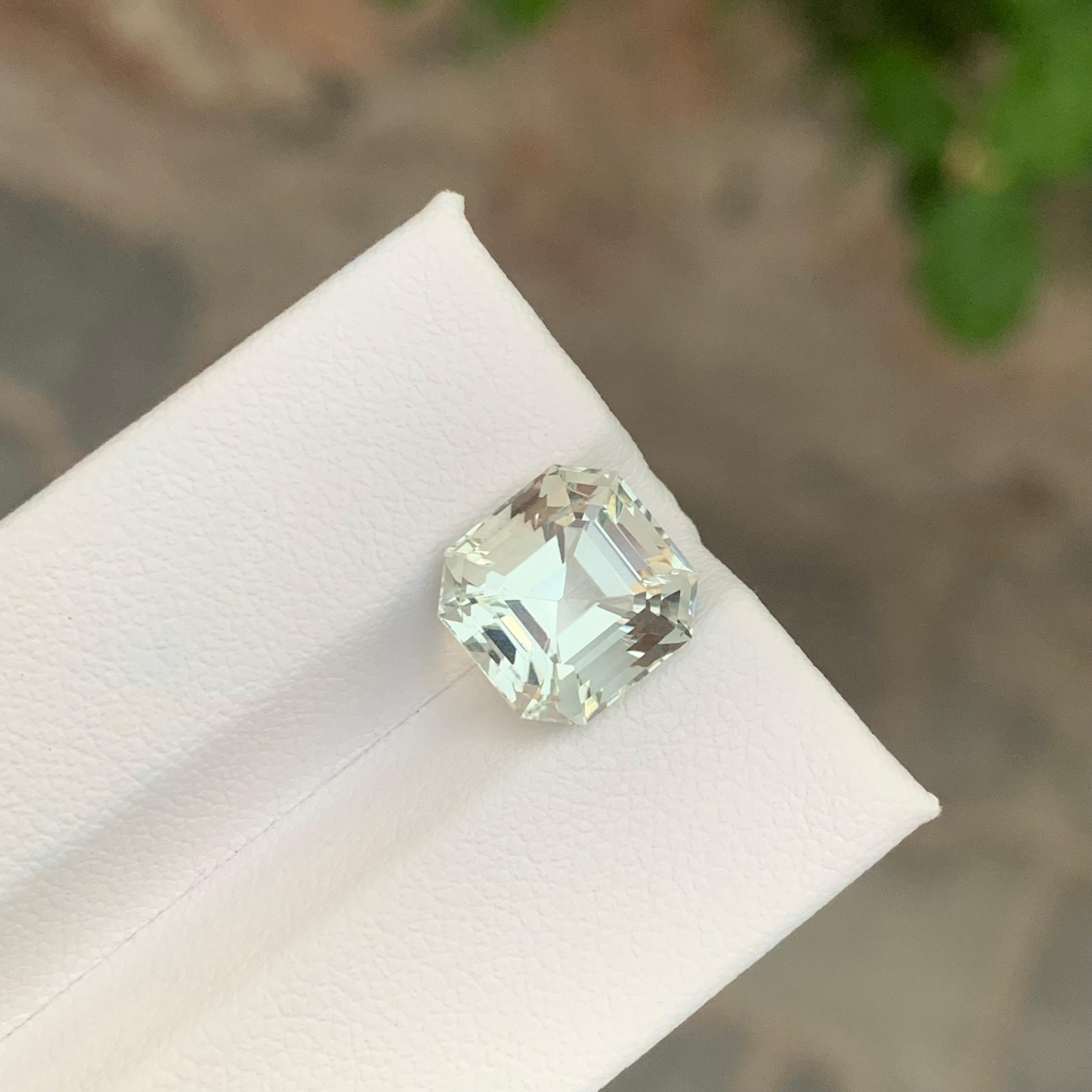 4.40 Carat Natural Loose Green Amethyst / Prasiolite Asscher Cut Gemstone In condizioni Nuovo in vendita a Peshawar, PK