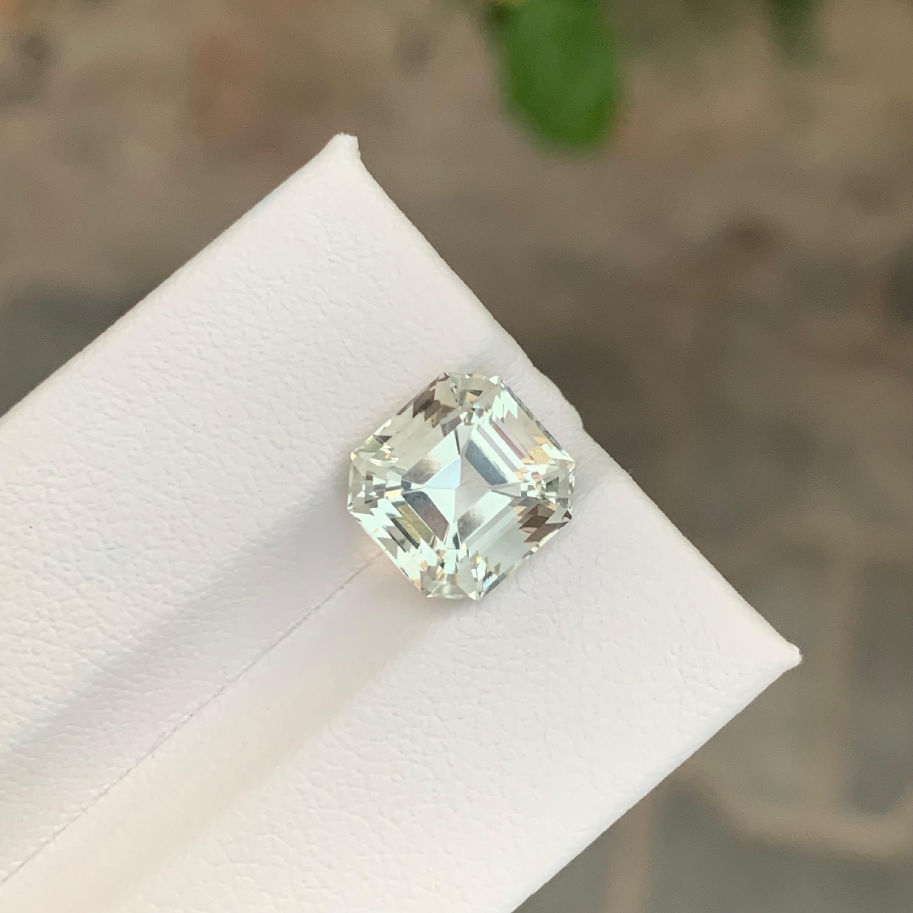4.40 Carat Natural Loose Green Amethyst / Prasiolite Asscher Cut Gemstone in vendita 1