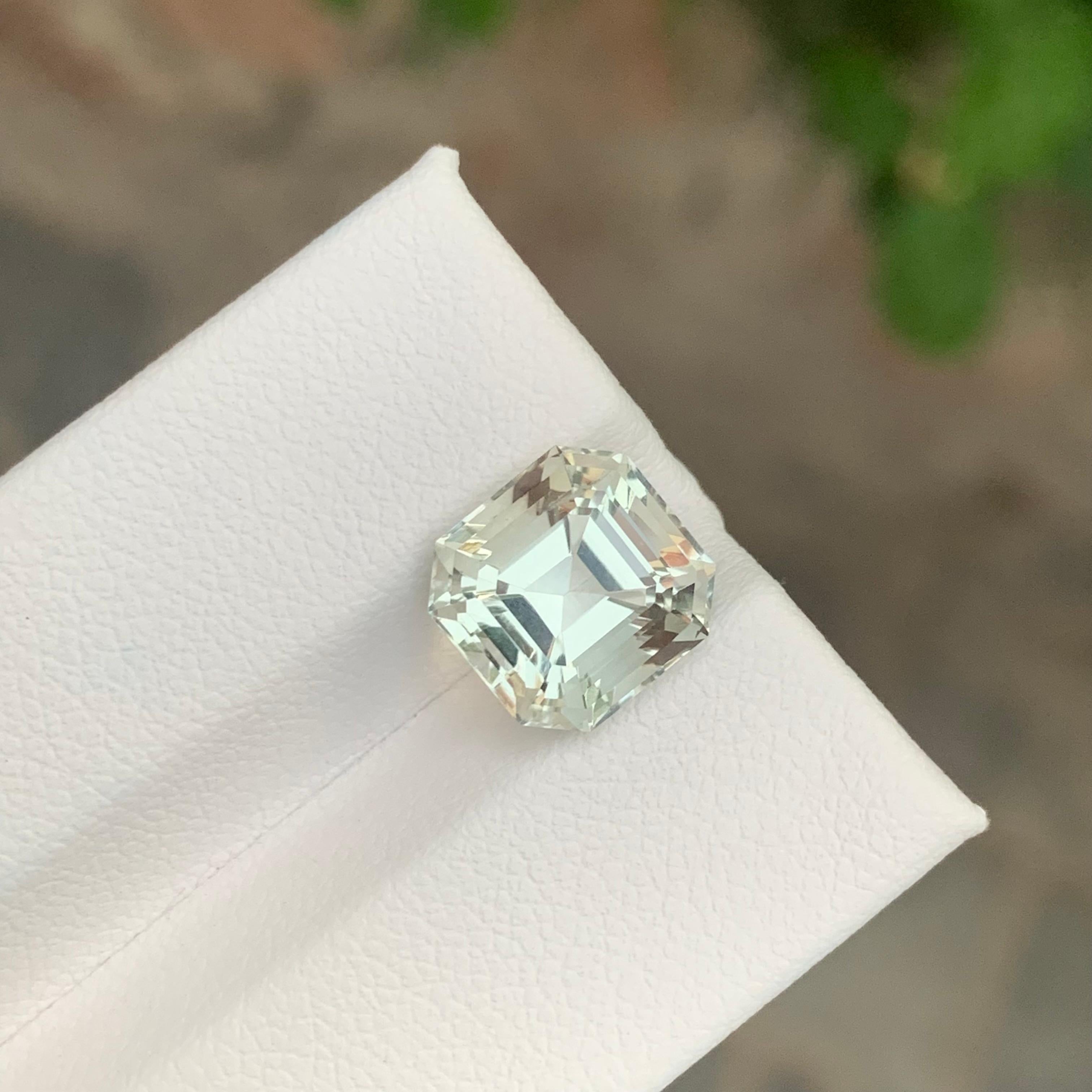 4.40 Carat Natural Loose Green Amethyst / Prasiolite Asscher Cut Gemstone in vendita 2