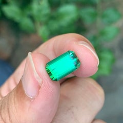 4.40 Carat Natural Loose Green Tourmaline Emerald Shape Gemstone