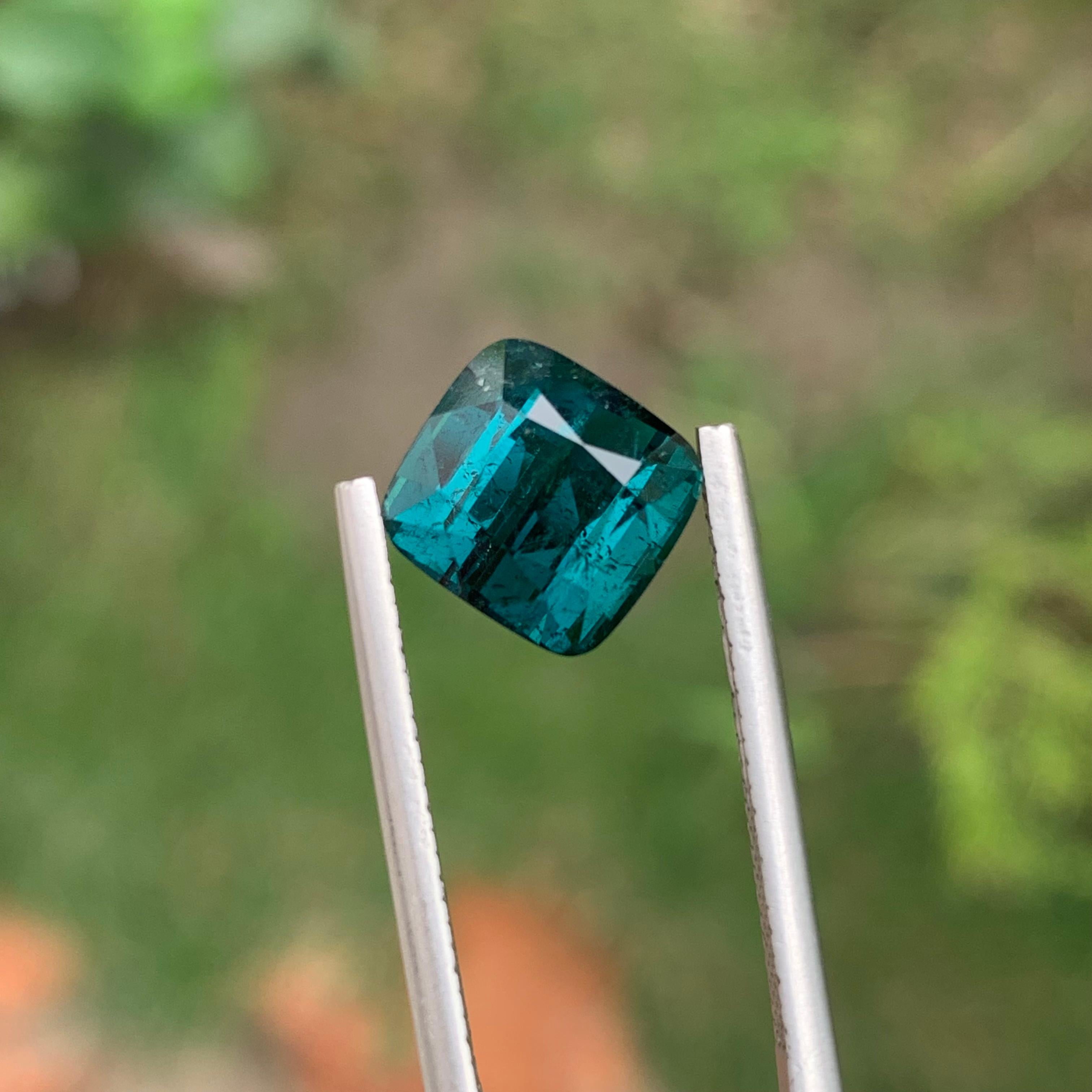 4.40 Karat Natürlicher loser Indicolith Turmalin Kissenform Edelstein für Schmuck im Angebot 4