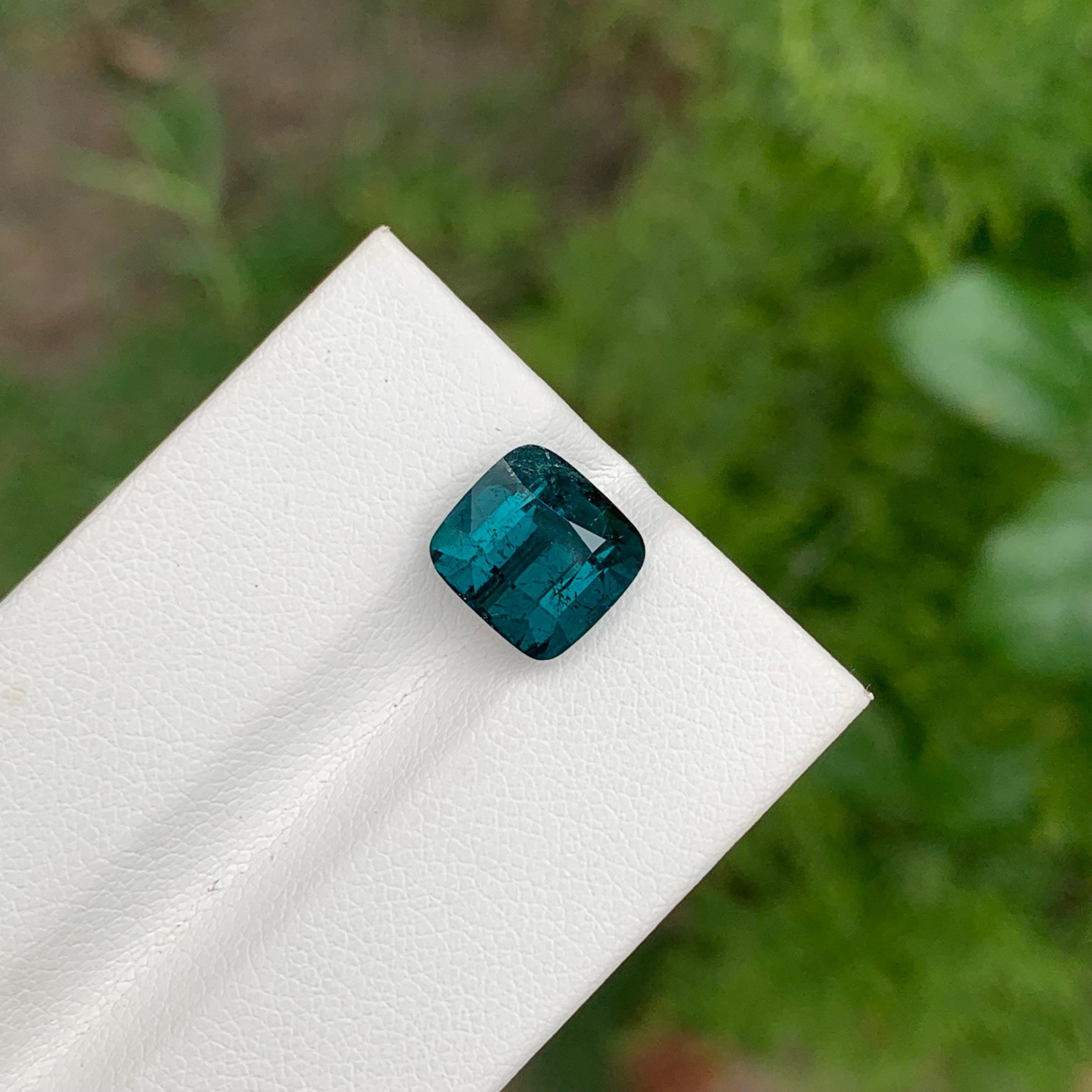 4.40 Karat Natürlicher loser Indicolith Turmalin Kissenform Edelstein für Schmuck (Kissenschliff) im Angebot