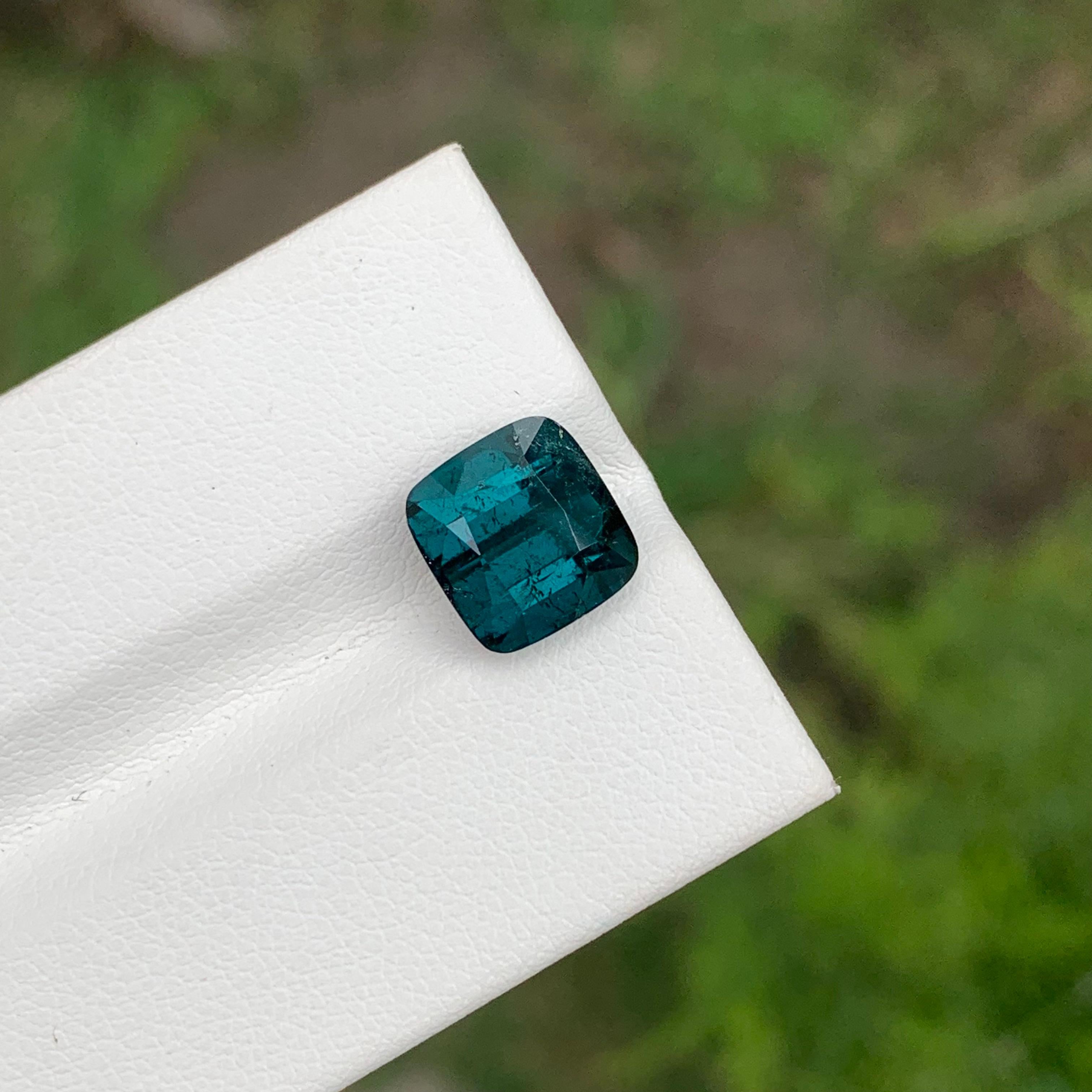 4.40 Karat Natürlicher loser Indicolith Turmalin Kissenform Edelstein für Schmuck im Angebot 1