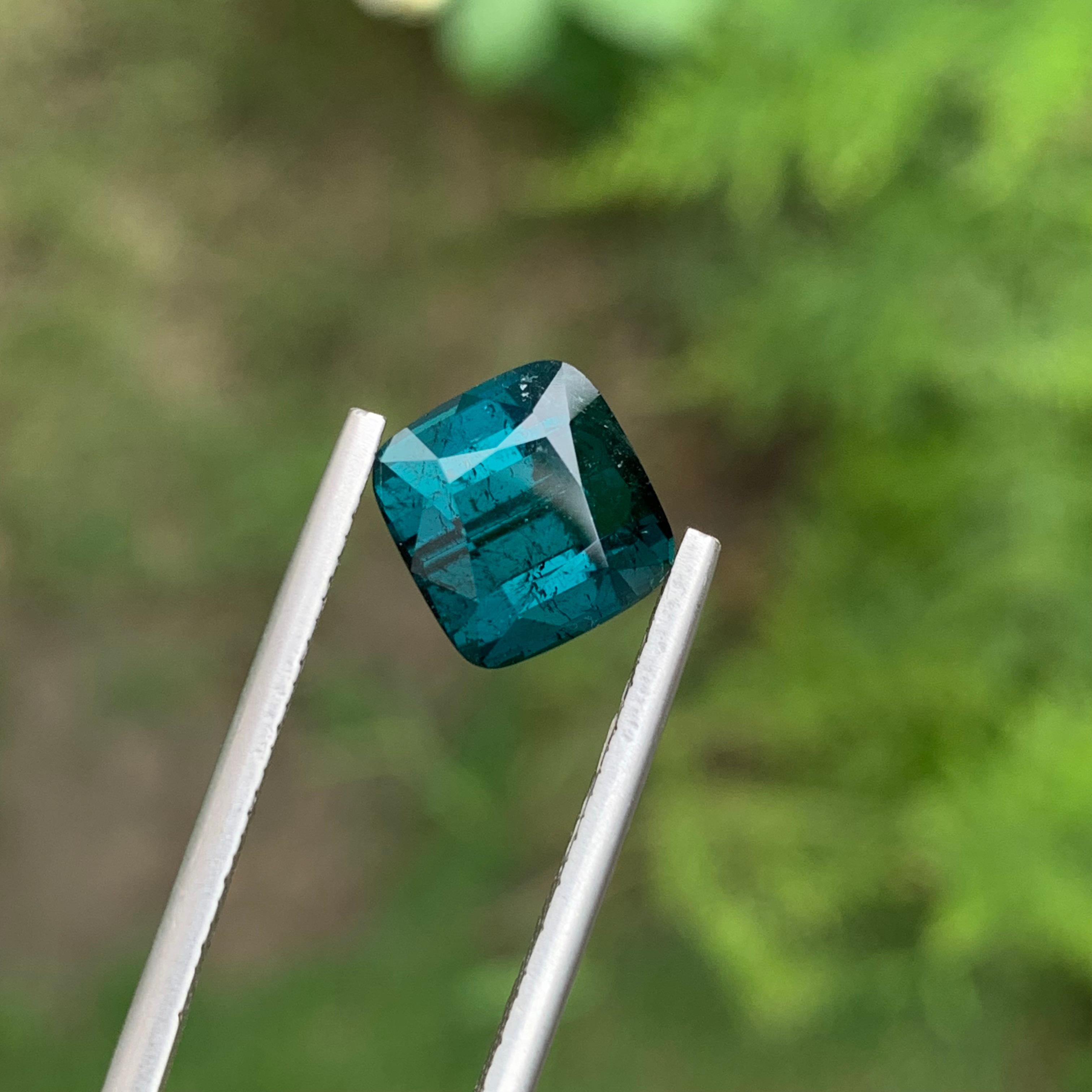 4.40 Karat Natürlicher loser Indicolith Turmalin Kissenform Edelstein für Schmuck im Angebot 2