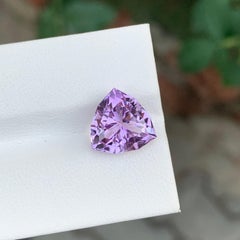 4.40 Carat Natural Loose Lavender Colour Amethyst Trillion Cut Gemstone
