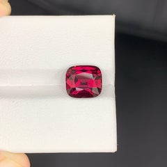 4.40 Carat Natural Loose Pinkish Red Garnet Stone Cushion Cut Tanzanian Gemstone