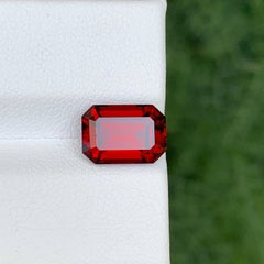 4.40 Carat Natural Loose Red Color Garnet Stone Emerald Cut Tanzanian Gemstone