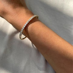 4.40 Carat Pave Diamond Bangle Bracelet in 14 Karat Yellow Gold, Shlomit Rogel