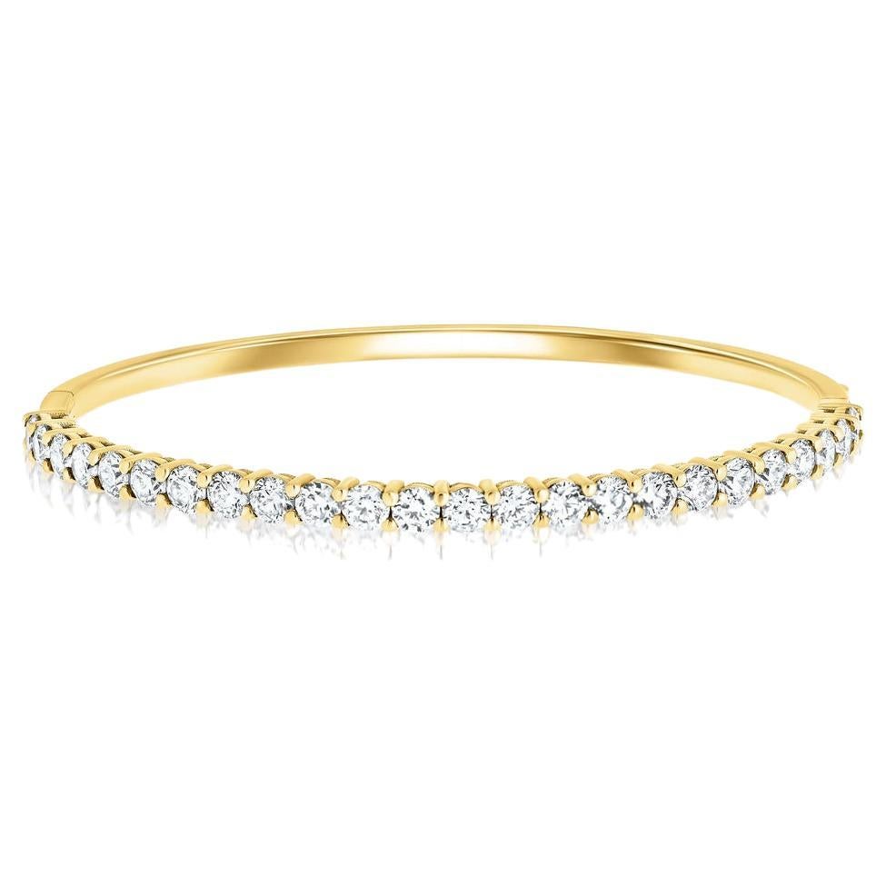 4.40 Carat Pave Diamond Bangle Bracelet in 14 Karat Yellow Gold, Shlomit Rogel For Sale