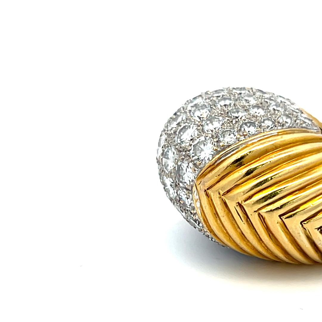 Anillo de Cóctel de Oro de Dos Tonos de 4,40 Quilates Diamante Brillante Redondo 18 Kilates en venta 4