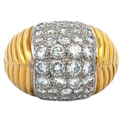4.40 Carat Round Brilliant Diamond 18 Karat Two Tone Gold Cocktail Ring