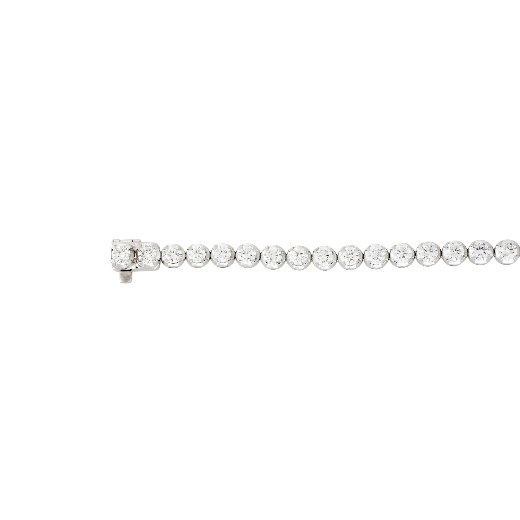 4,40 Karat Runder Brillant Diamant-Tennisarmband 14 Karat Vorrätig (Moderne) im Angebot