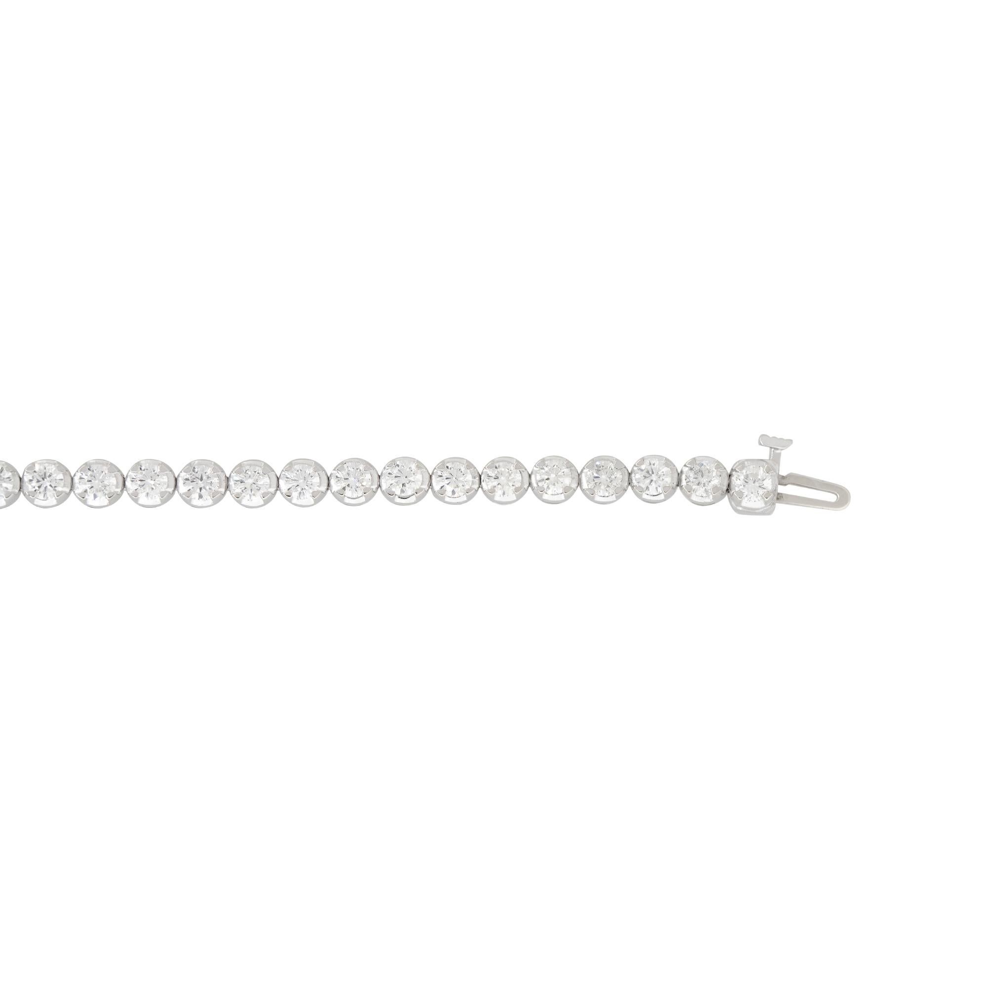 Taille ronde Bracelet tennis en or 14 carats avec diamants ronds et brillants de 4,40 carats en vente
