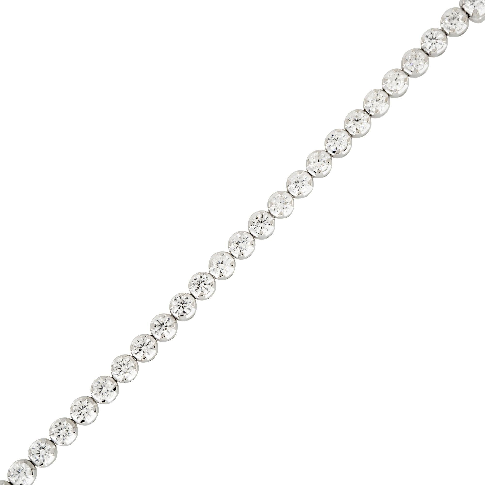 Bracelet tennis en or 14 carats avec diamants ronds et brillants de 4,40 carats Pour femmes en vente