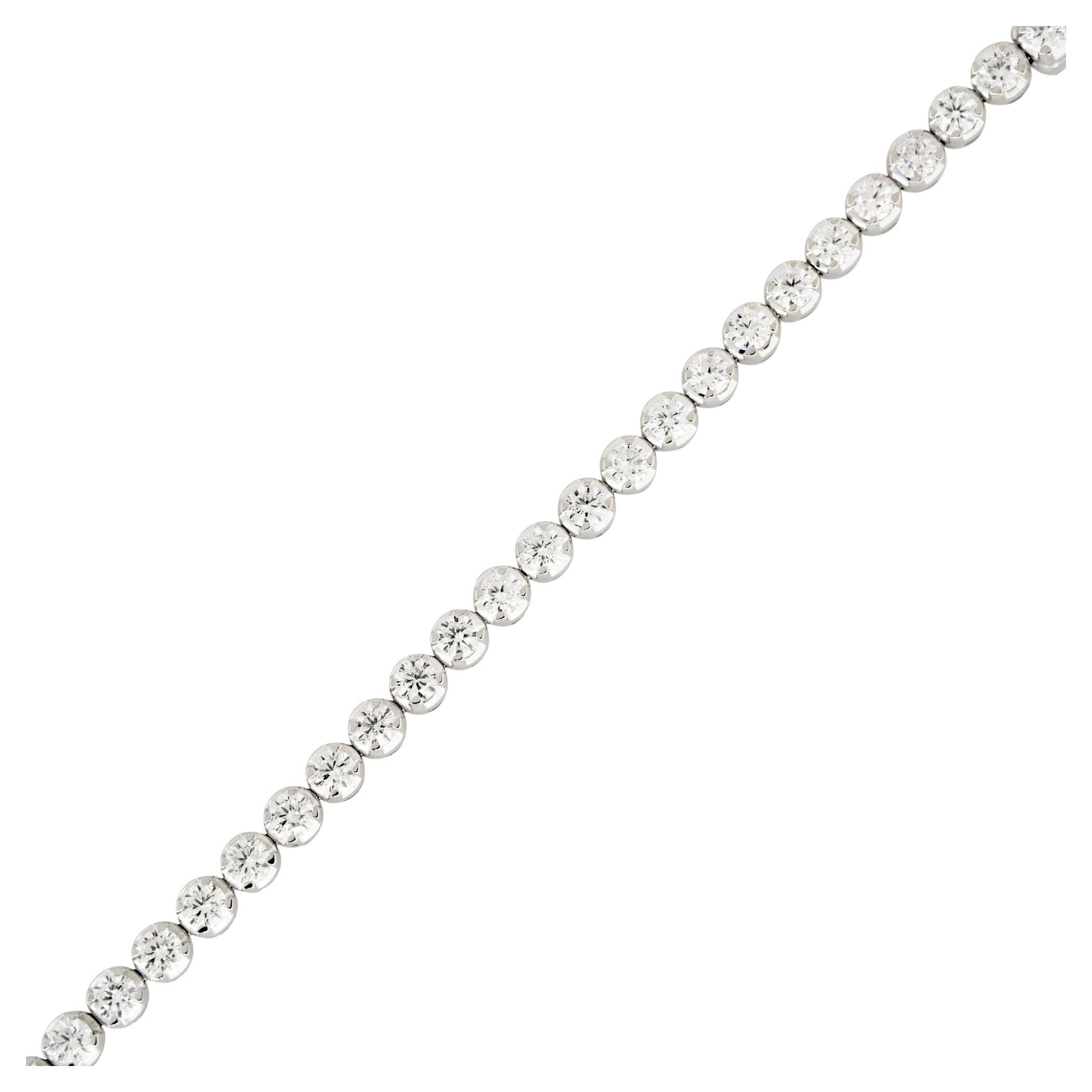 Bracelet tennis en or 14 carats avec diamants ronds et brillants de 4,40 carats en vente