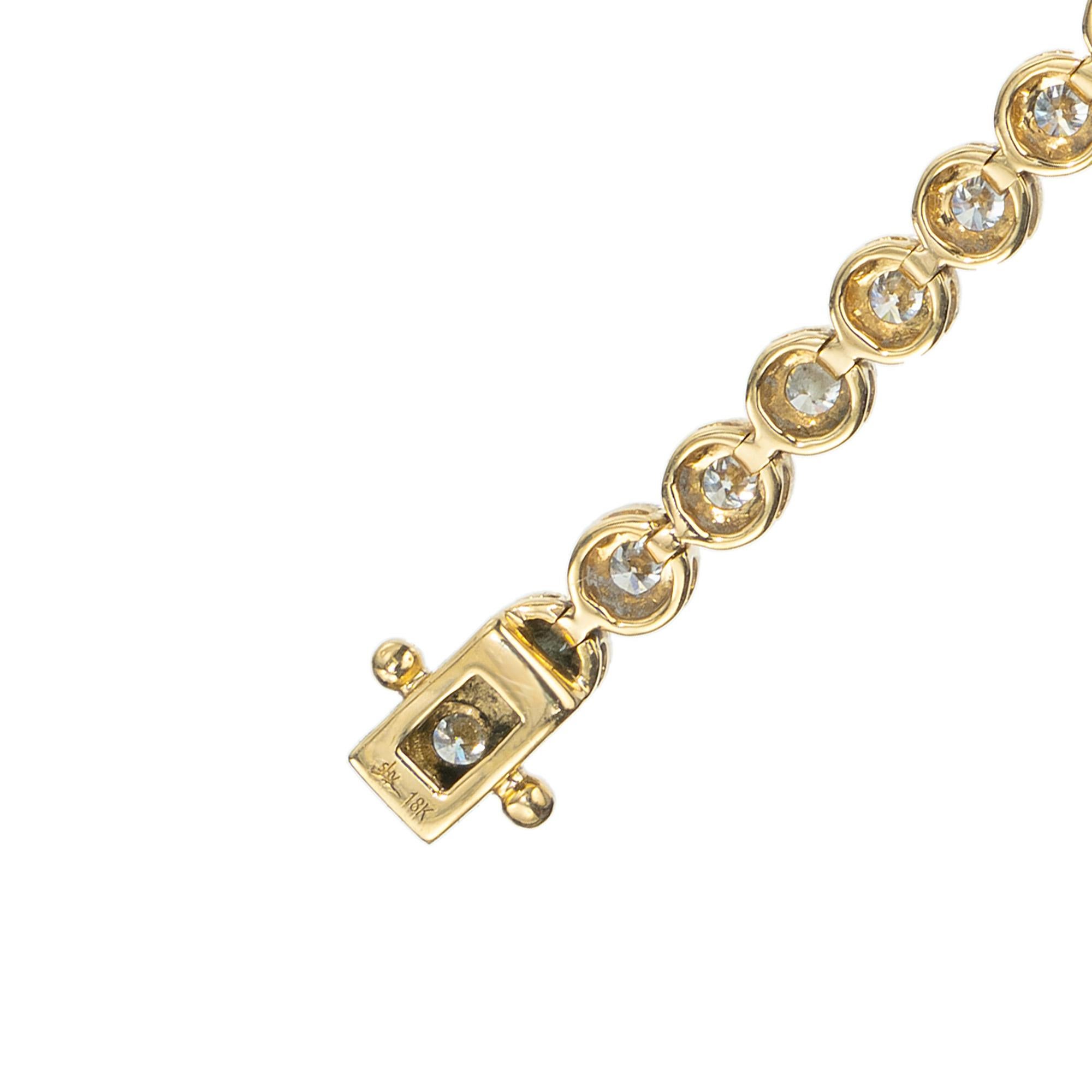 Women's 4.40 Carat Round Diamond bezel Yellow Gold Tennis Bracelet For Sale