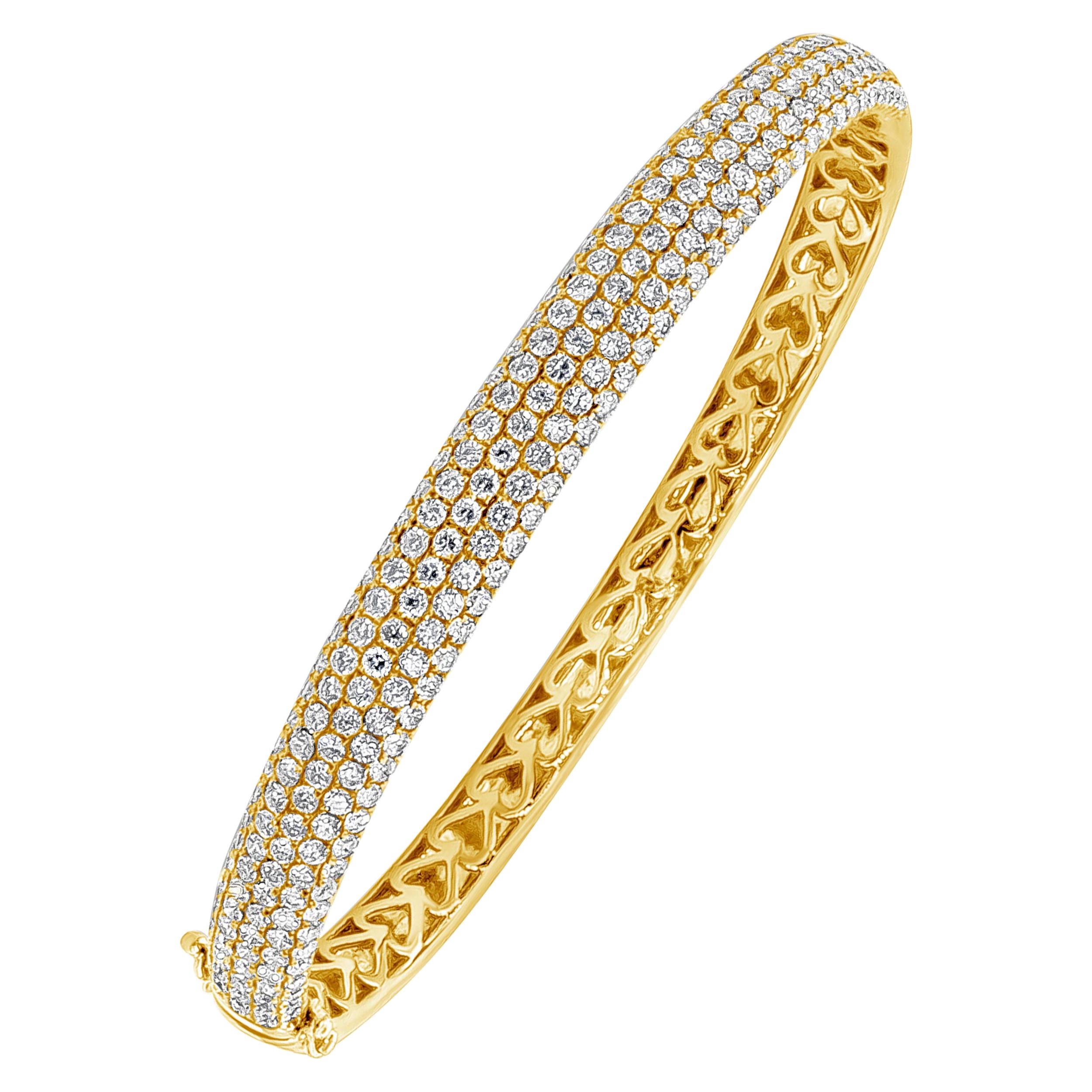 Roman Malakov 4.40 Carats Total Round Shape Diamond Micro-Pave Bangle Bracelet