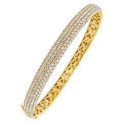 Roman Malakov 4.40 Carats Total Round Shape Diamond Micro-Pave Bangle Bracelet