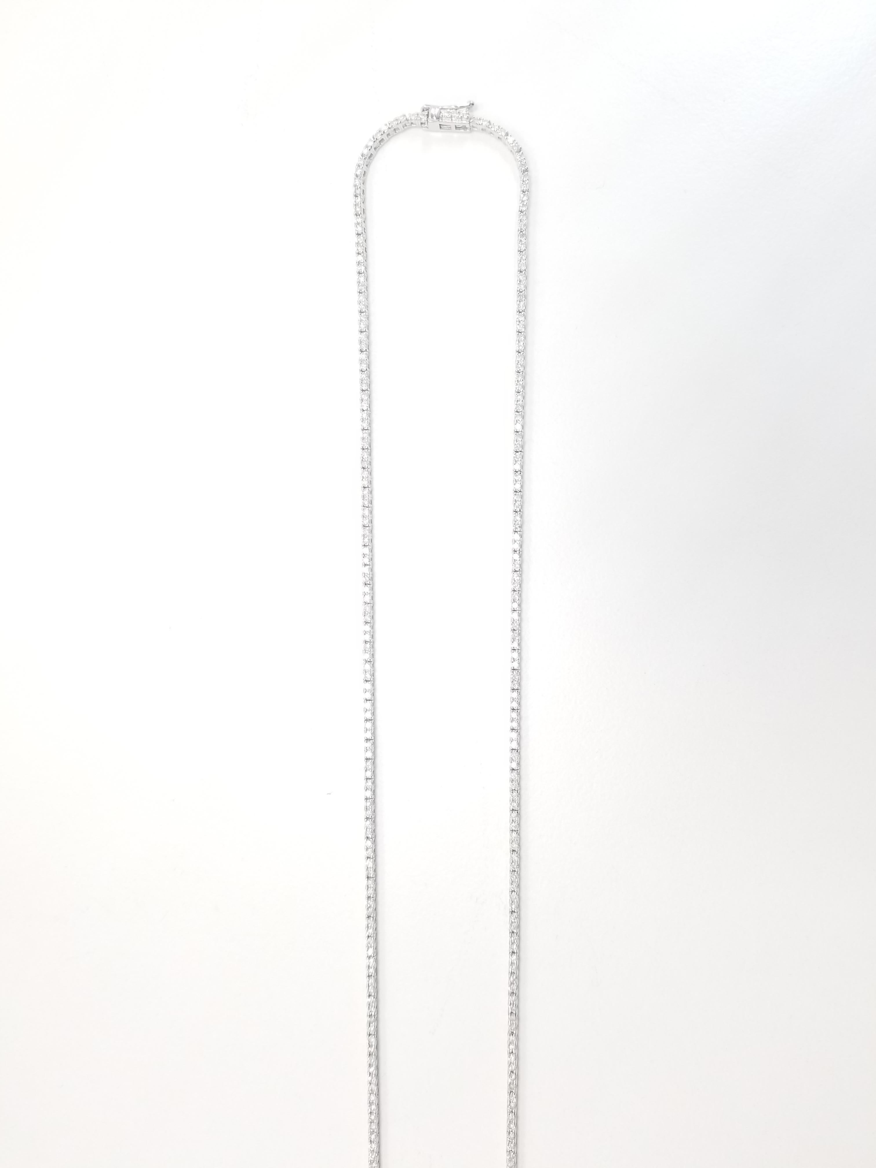 Round Cut 4.40 Carat Round Diamond White Gold Tennis Necklace