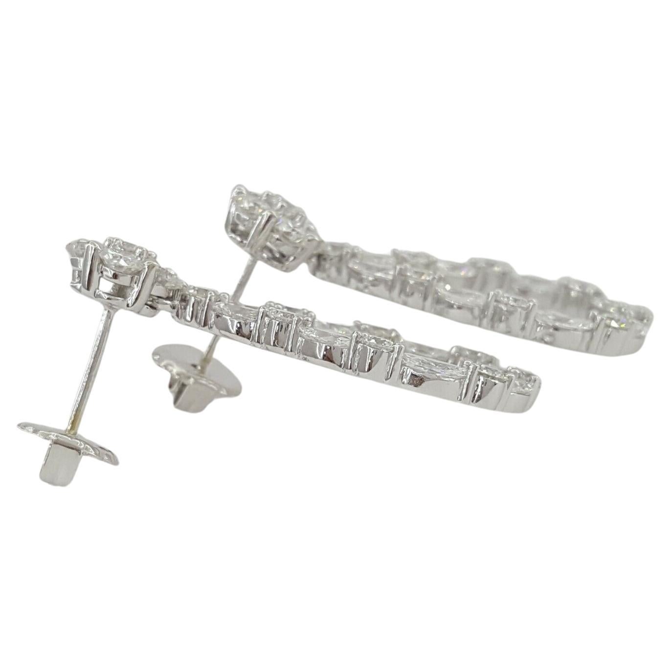 Pendientes de lágrima con diamantes redondos y marquesa de 4,40 quilates Contemporáneo en venta