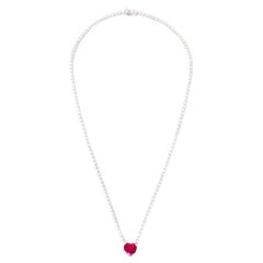 4.40 Carat Rubellite and Diamond Necklace