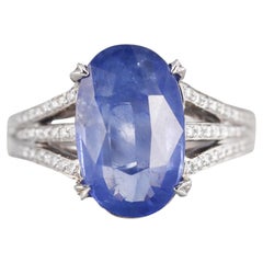 Anello in platino con zaffiro e diamante da 4.40 carati
