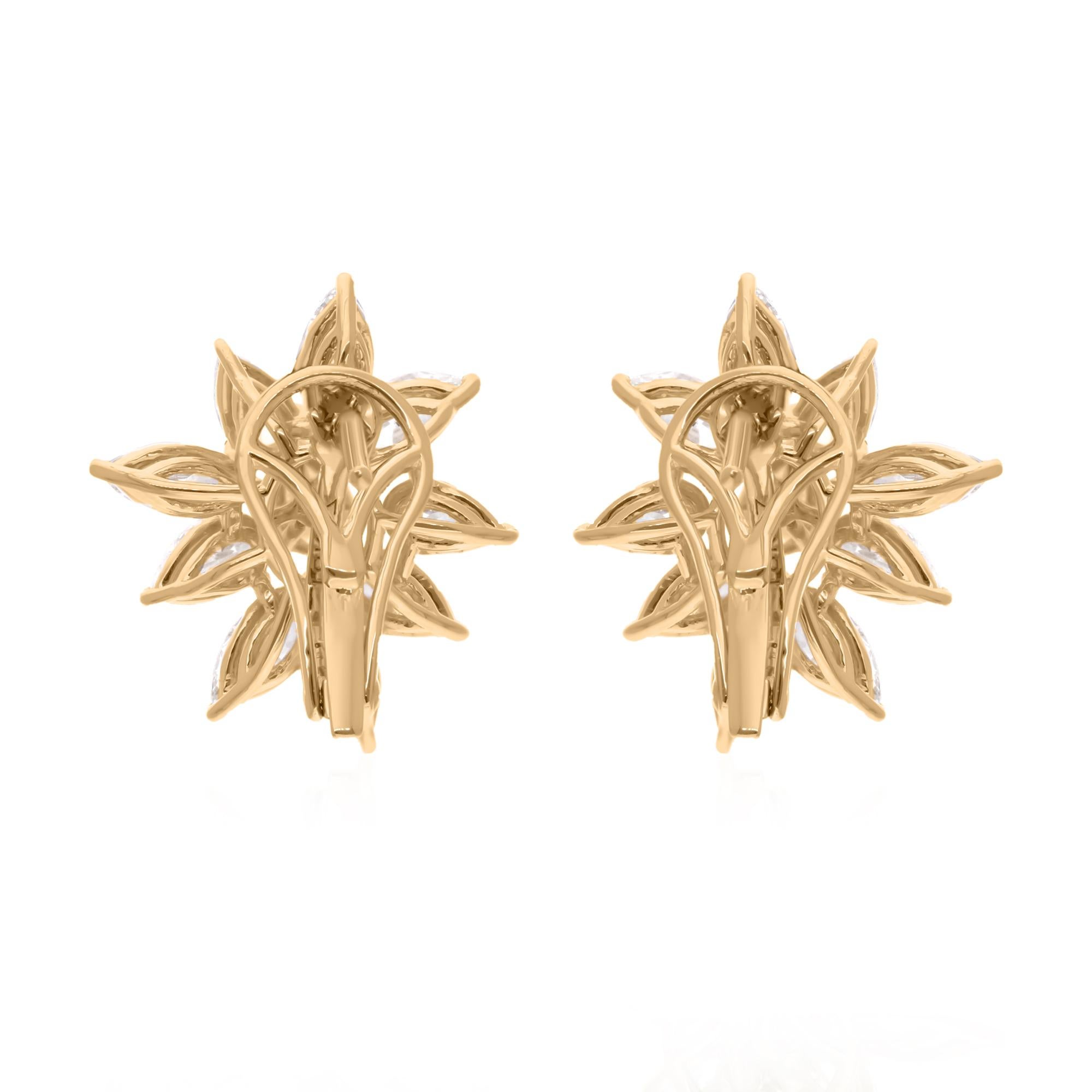 4.40 Carat SI Clarity HI Color Multi Shape Diamond Earrings 14 Karat Yellow Gold For Sale 2