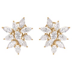 4,40 Karat SI Reinheit HI Farbe Multi Form Diamant-Ohrringe 14 Karat Gelbgold