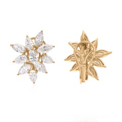 4.40 Carat SI Clarity HI Color Multi Shape Diamond Earrings 18 Karat Yellow Gold