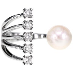 4.40 Carat Smooth Pearl Diamond Chic Ring