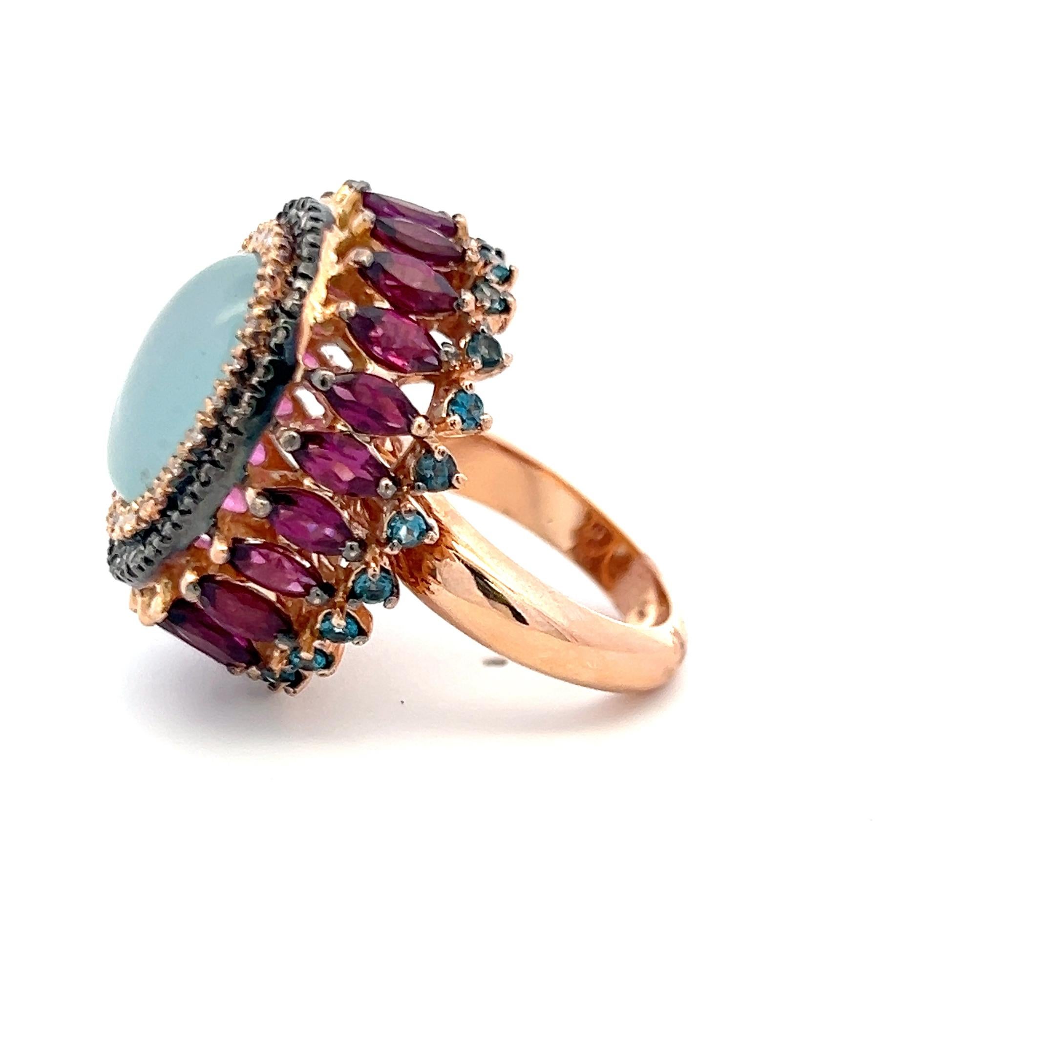 Taglio marquise Anello Cocktail con tormalina da 4,40 carati e diamante da 0,54 carati in oro rosa 18 carati in vendita