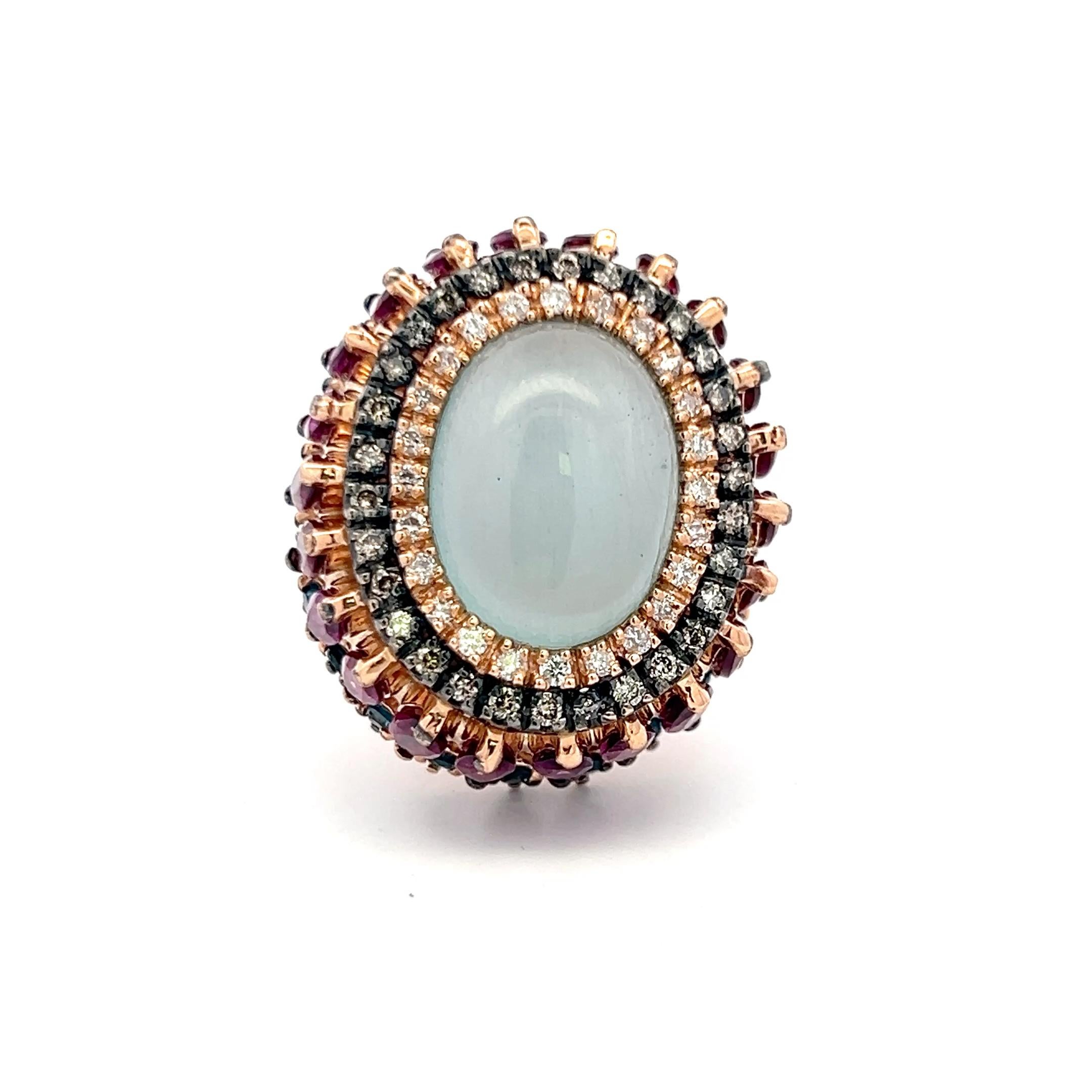 Anello Cocktail con tormalina da 4,40 carati e diamante da 0,54 carati in oro rosa 18 carati In condizioni buone in vendita a New York, NY