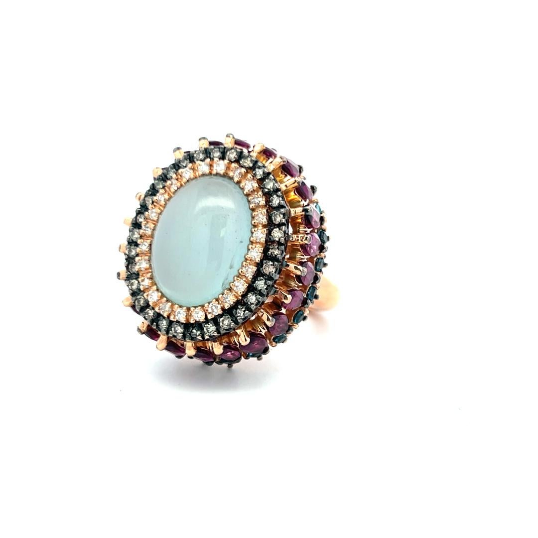 Donna Anello Cocktail con tormalina da 4,40 carati e diamante da 0,54 carati in oro rosa 18 carati in vendita