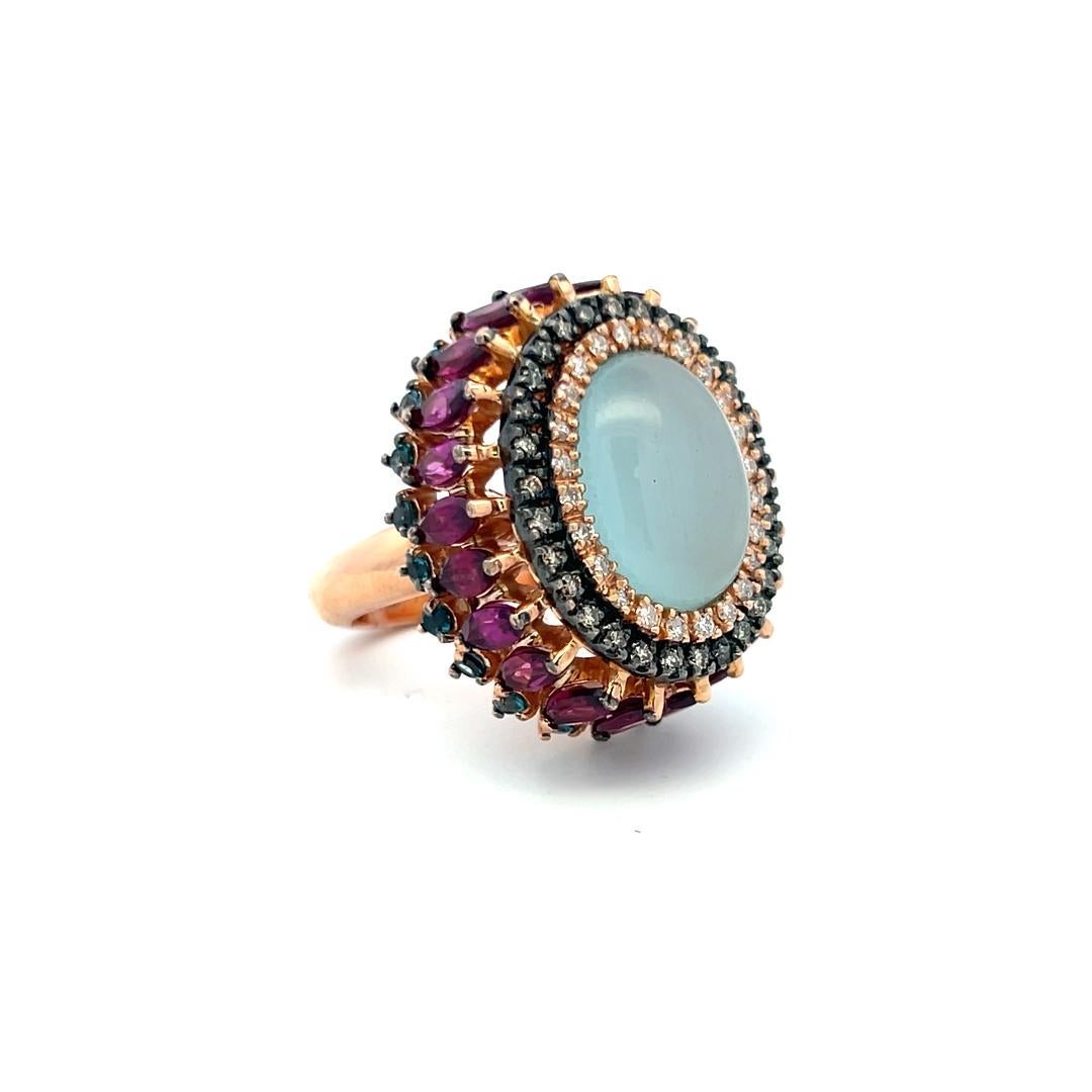 Anello Cocktail con tormalina da 4,40 carati e diamante da 0,54 carati in oro rosa 18 carati in vendita 1